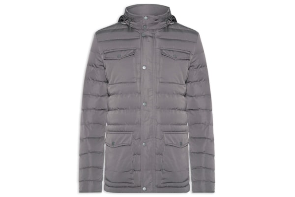 Jaqueta Masculina Puffer Alongada - Cinza