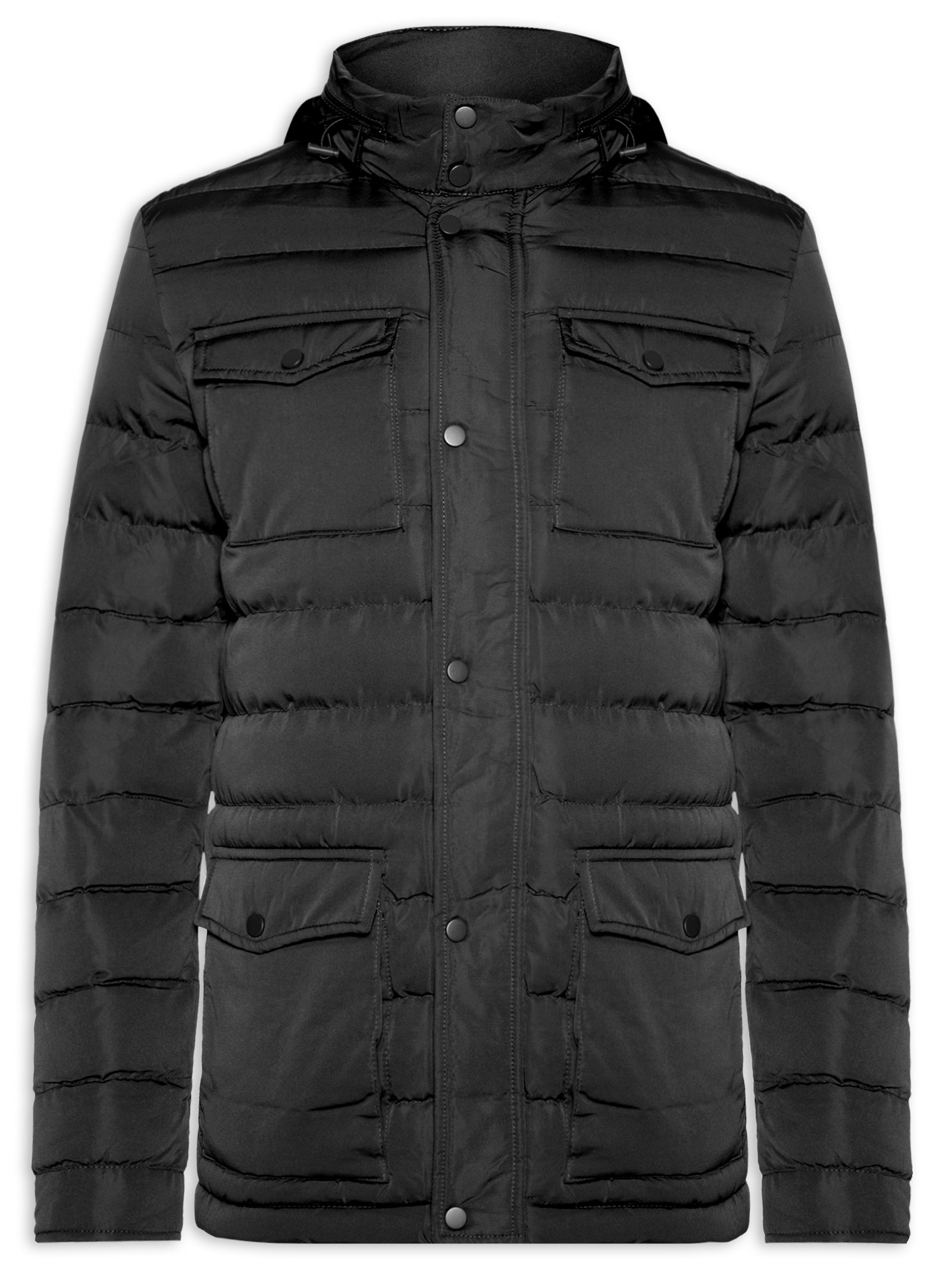 Jaqueta Masculina Puffer Alongada Preto Basiq Men