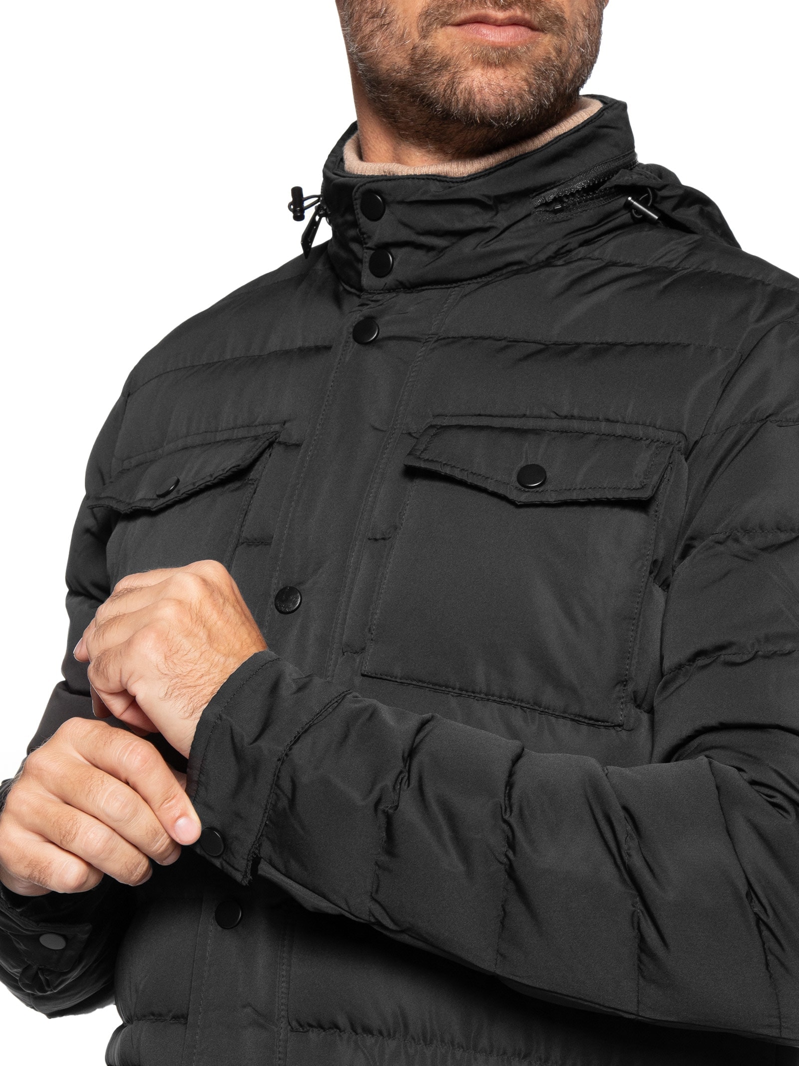 Jaqueta Masculina Puffer Alongada Preto Basiq Men