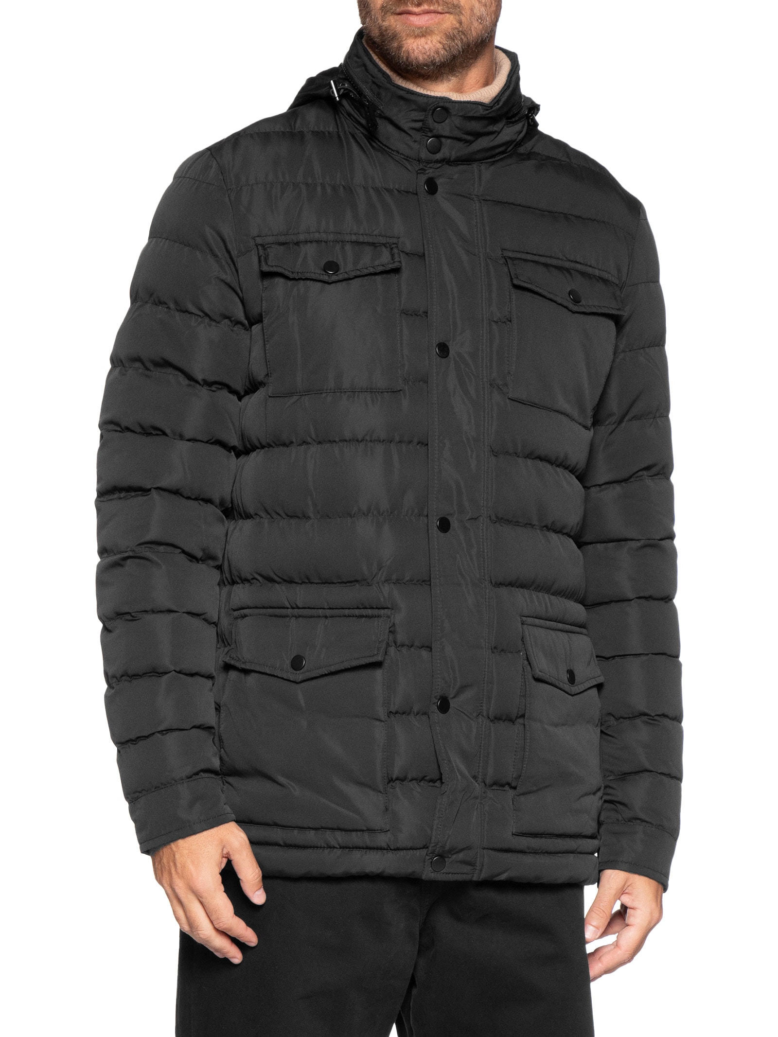 Jaqueta Masculina Puffer Alongada Preto Basiq Men