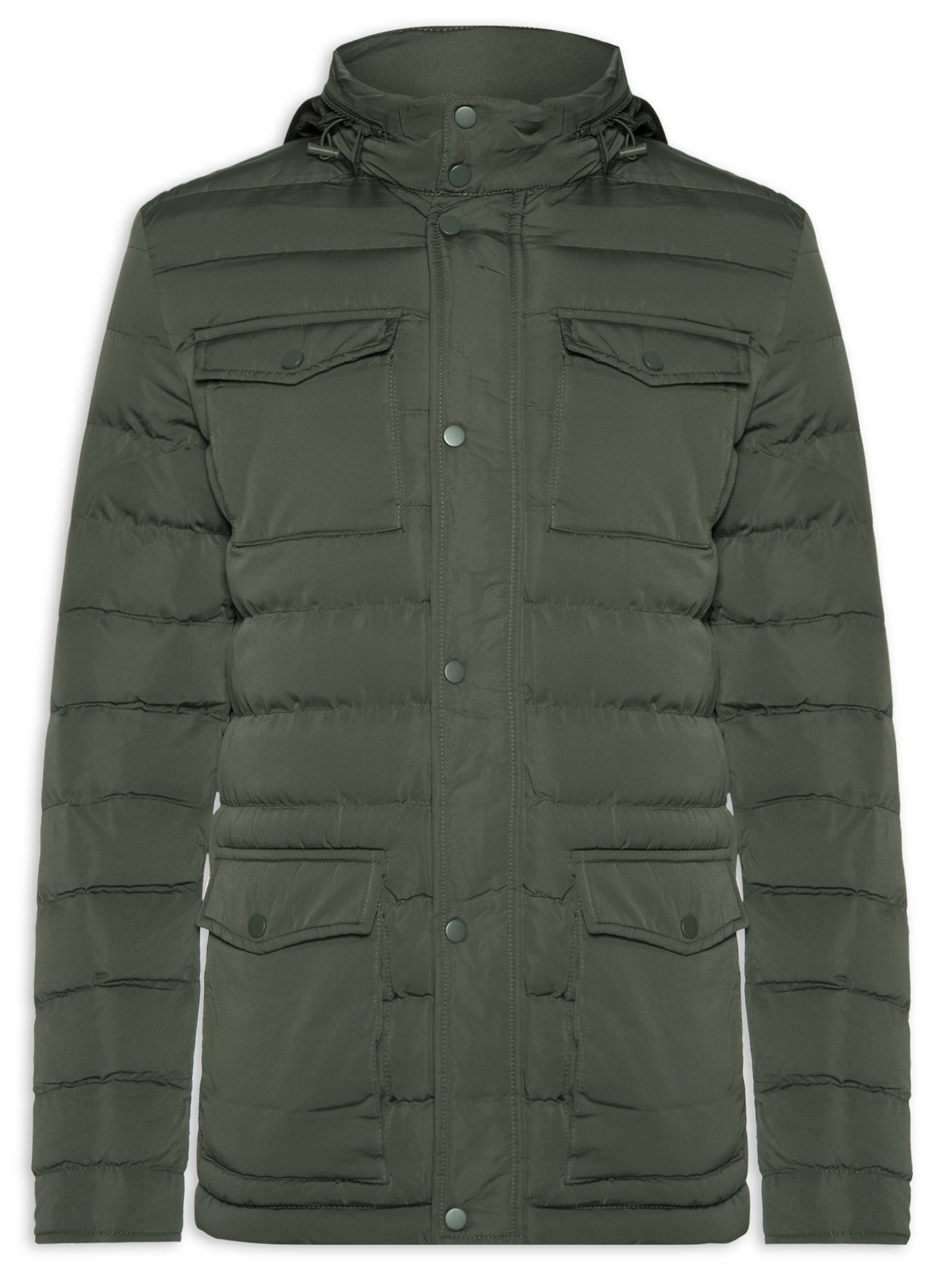 Jaqueta Masculina Puffer Alongada Verde Basiq Men
