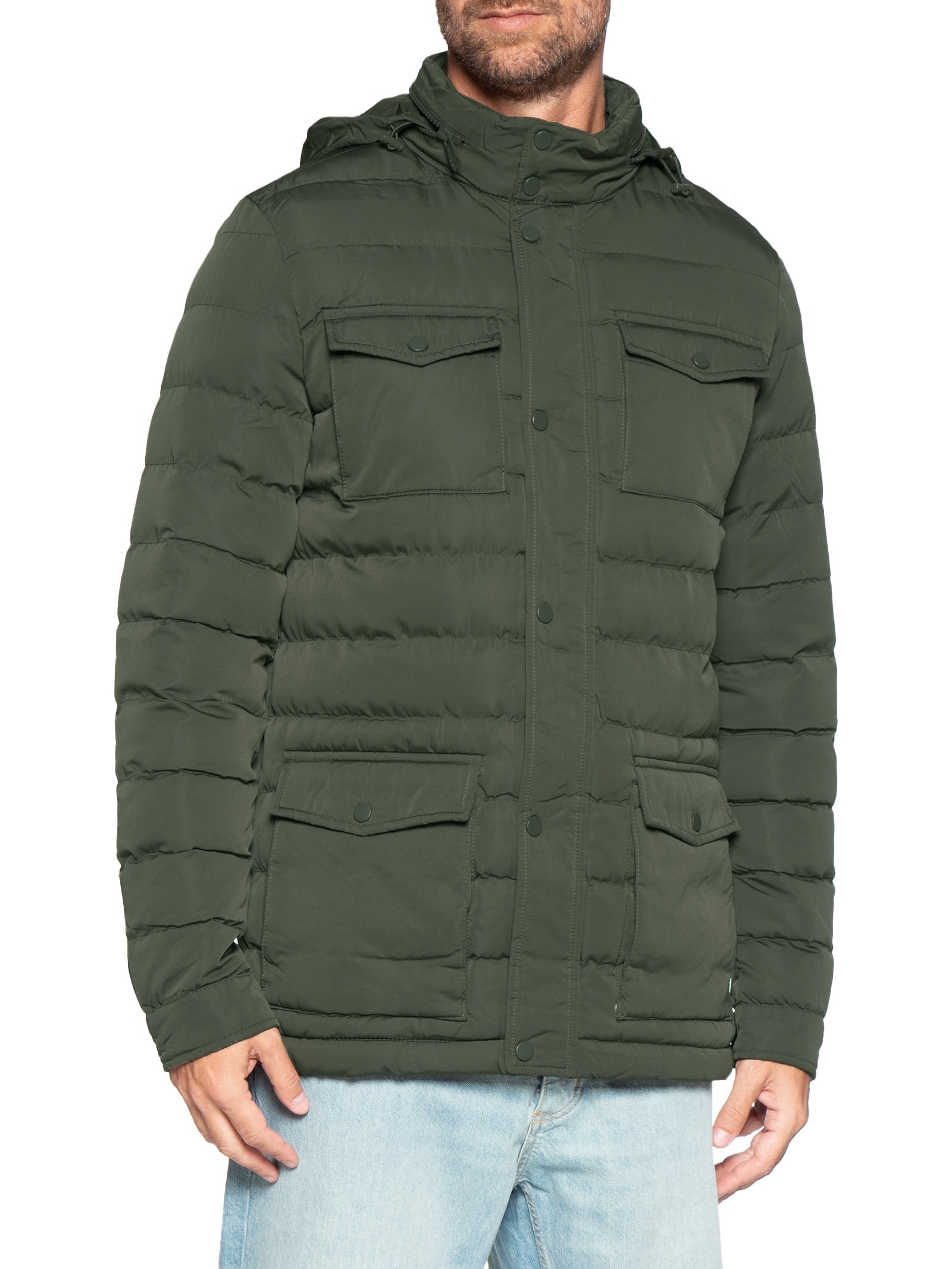 Jaqueta Masculina Puffer Alongada Verde Basiq Men
