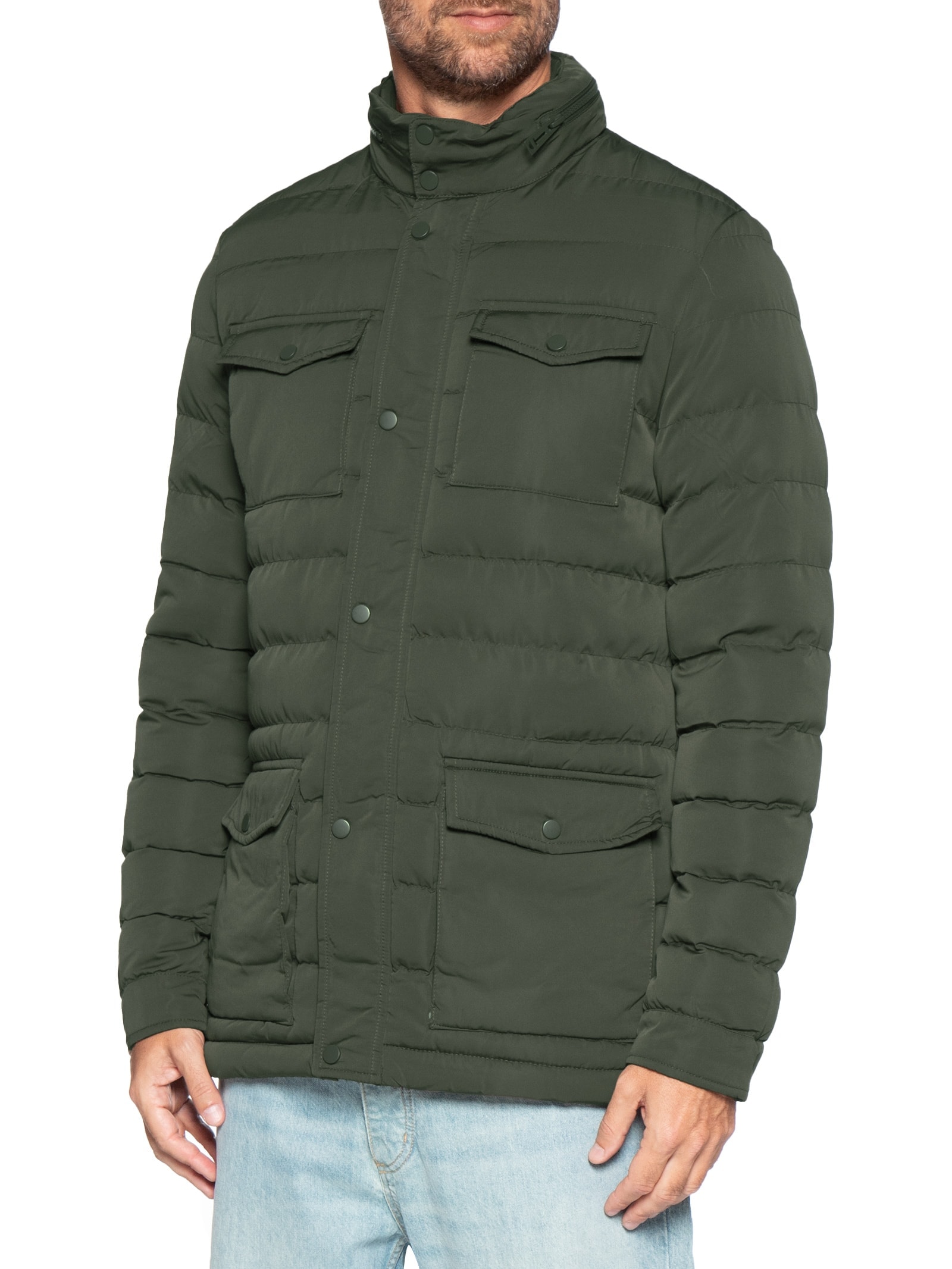 Jaqueta Masculina Puffer Alongada Verde Basiq Men