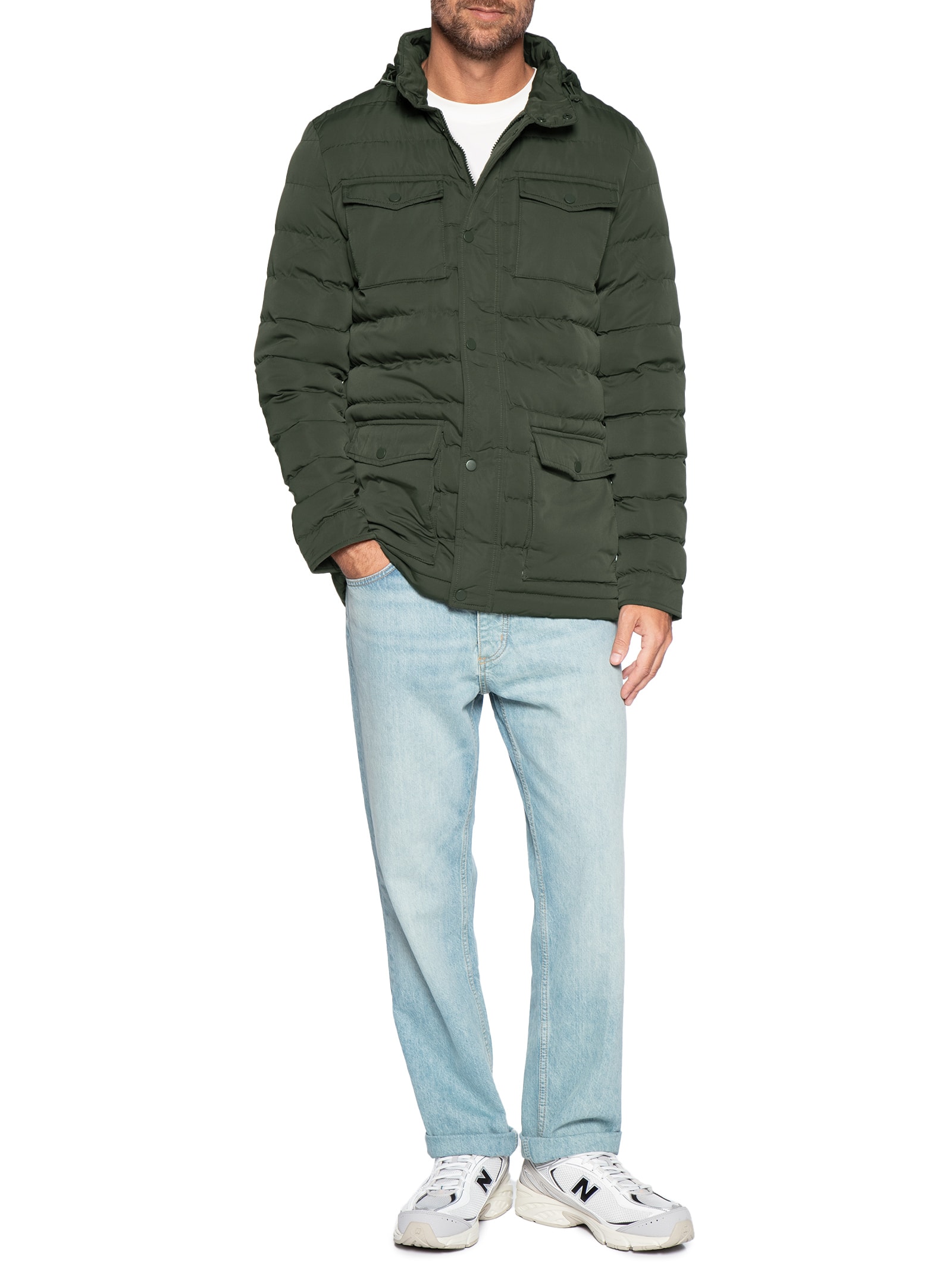 Jaqueta Masculina Puffer Alongada Verde Basiq Men