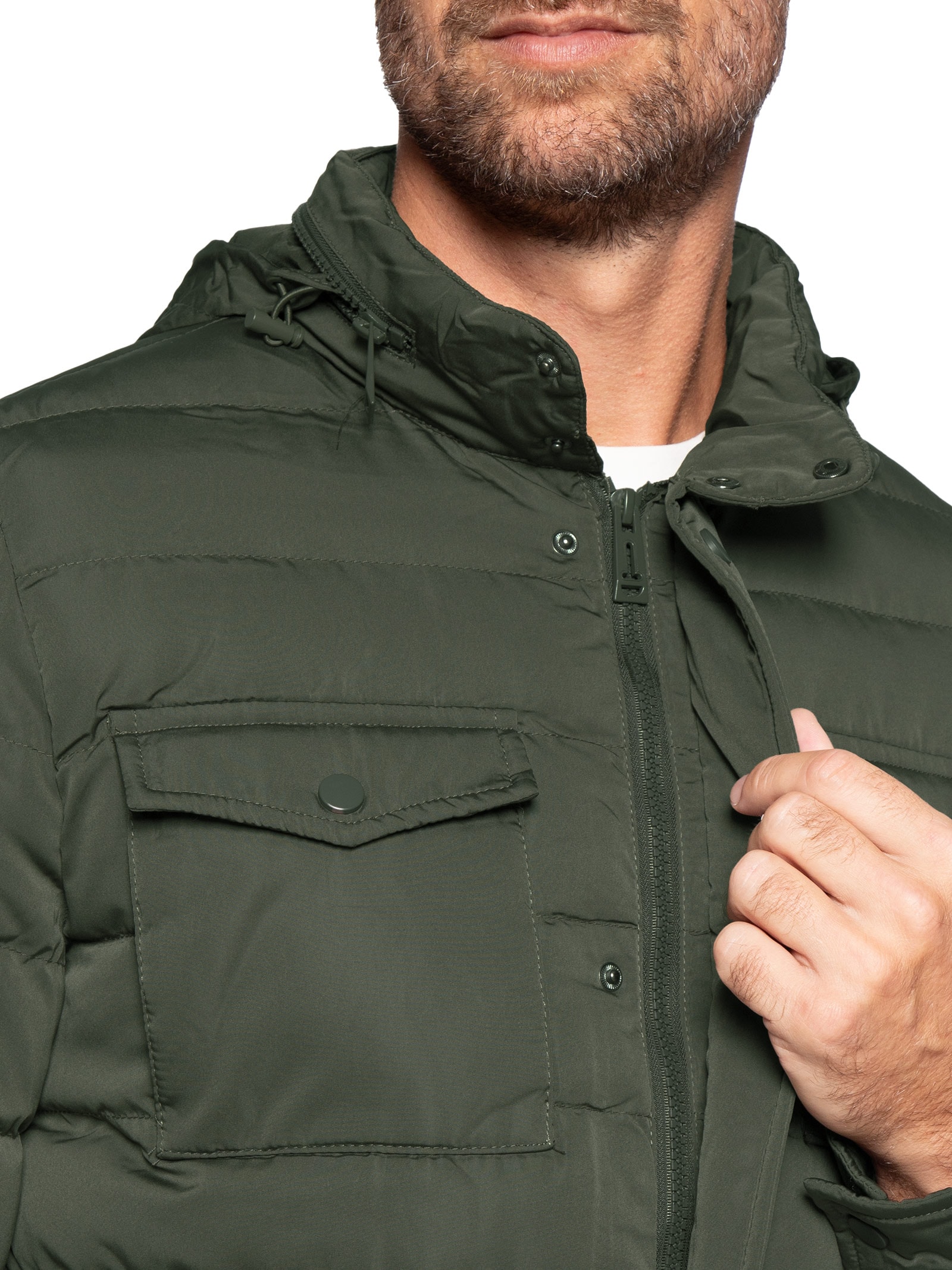 Jaqueta Masculina Puffer Alongada Verde Basiq Men