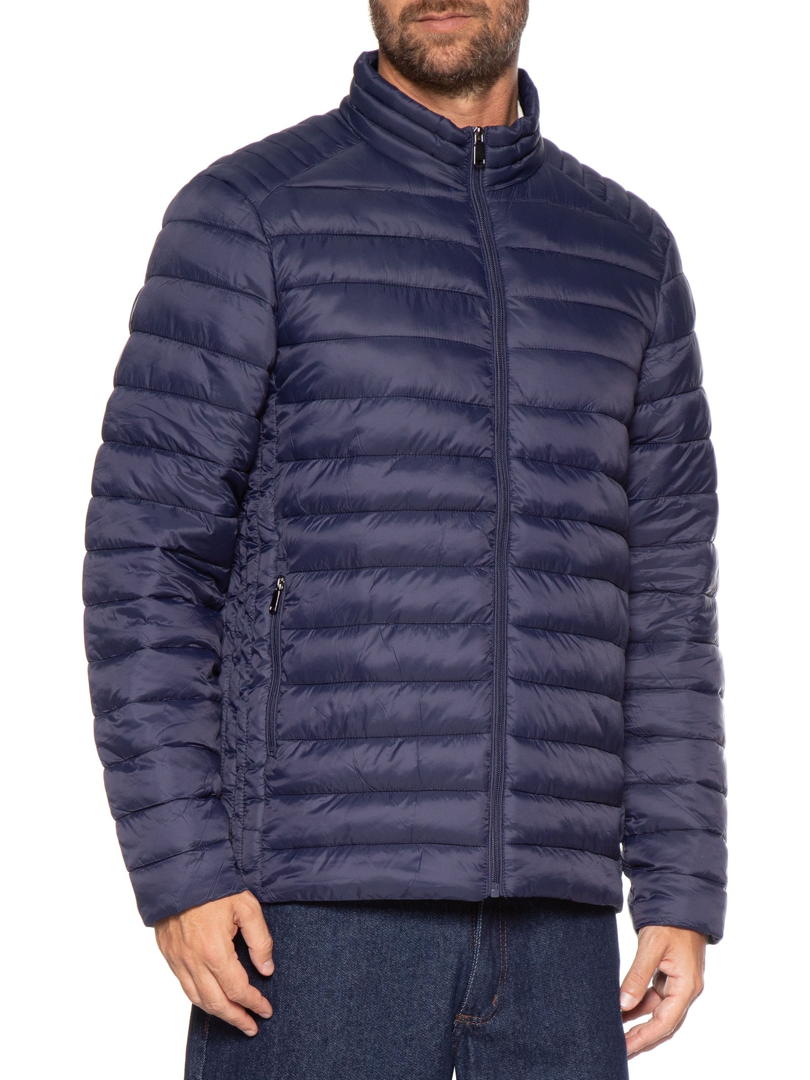 Jaqueta Masculina Puffer Básica Azul Basiq Men