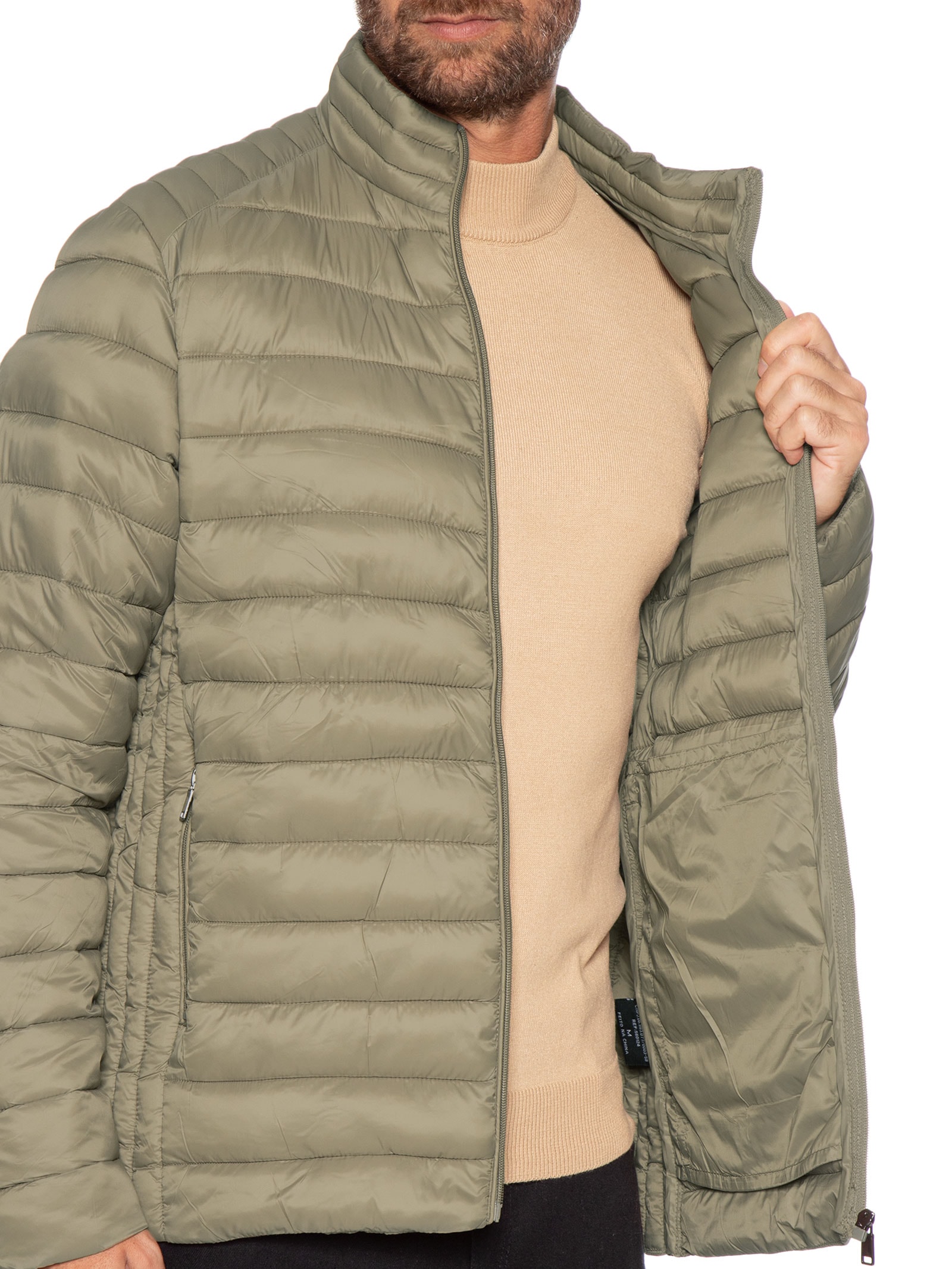 Jaqueta Masculina Puffer Básica Bege Basiq Men
