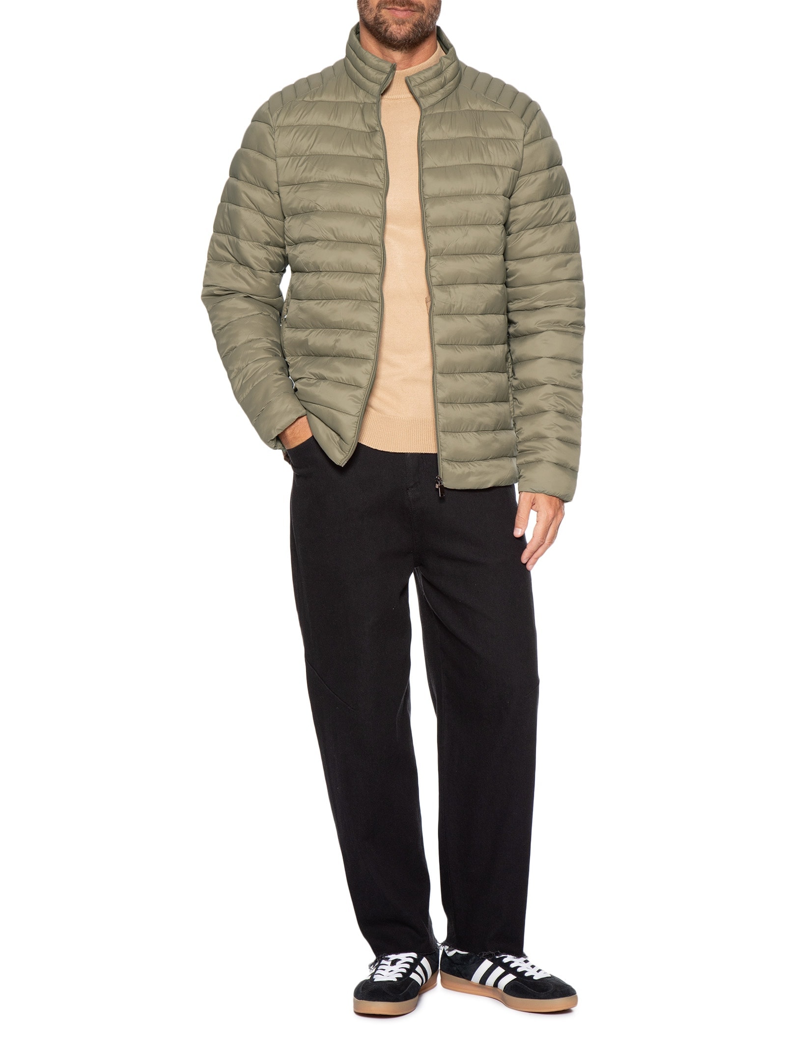 Jaqueta Masculina Puffer Básica Bege Basiq Men