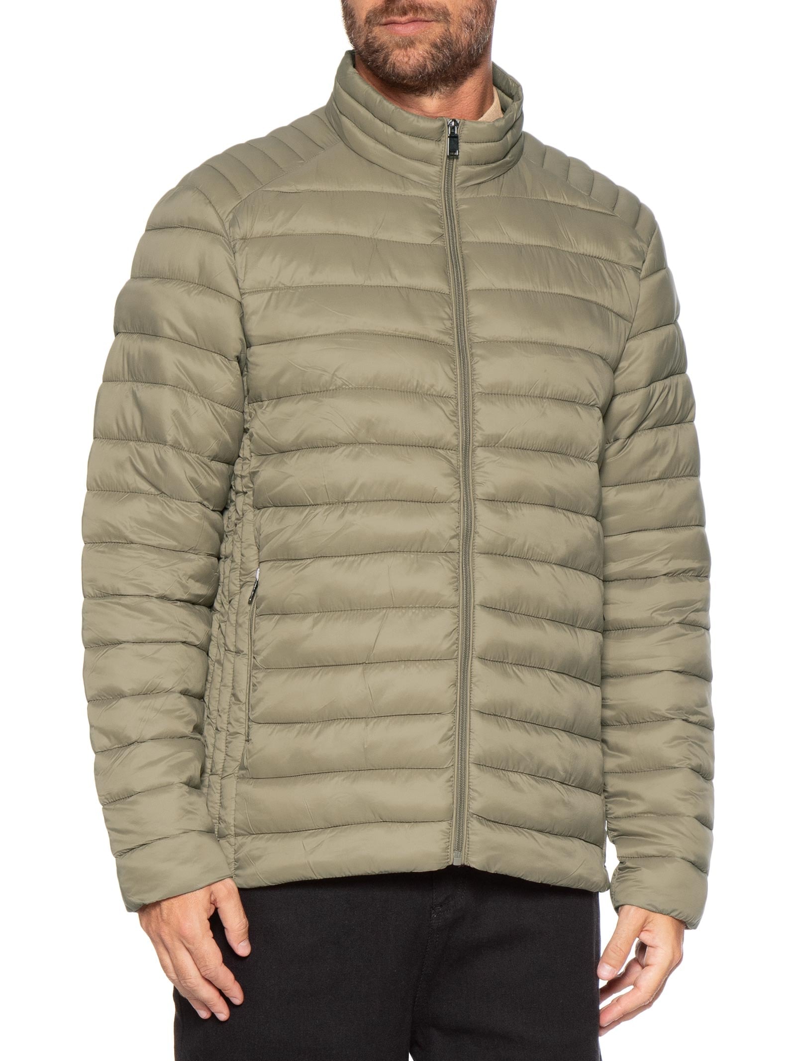 Jaqueta Masculina Puffer Básica Bege Basiq Men