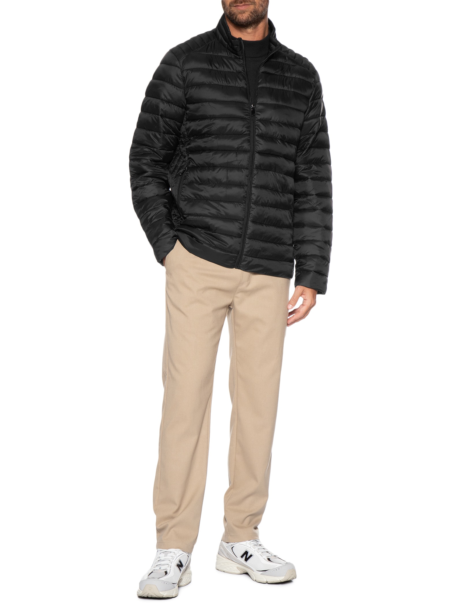 Jaqueta Masculina Puffer Básica Preto Basiq Men