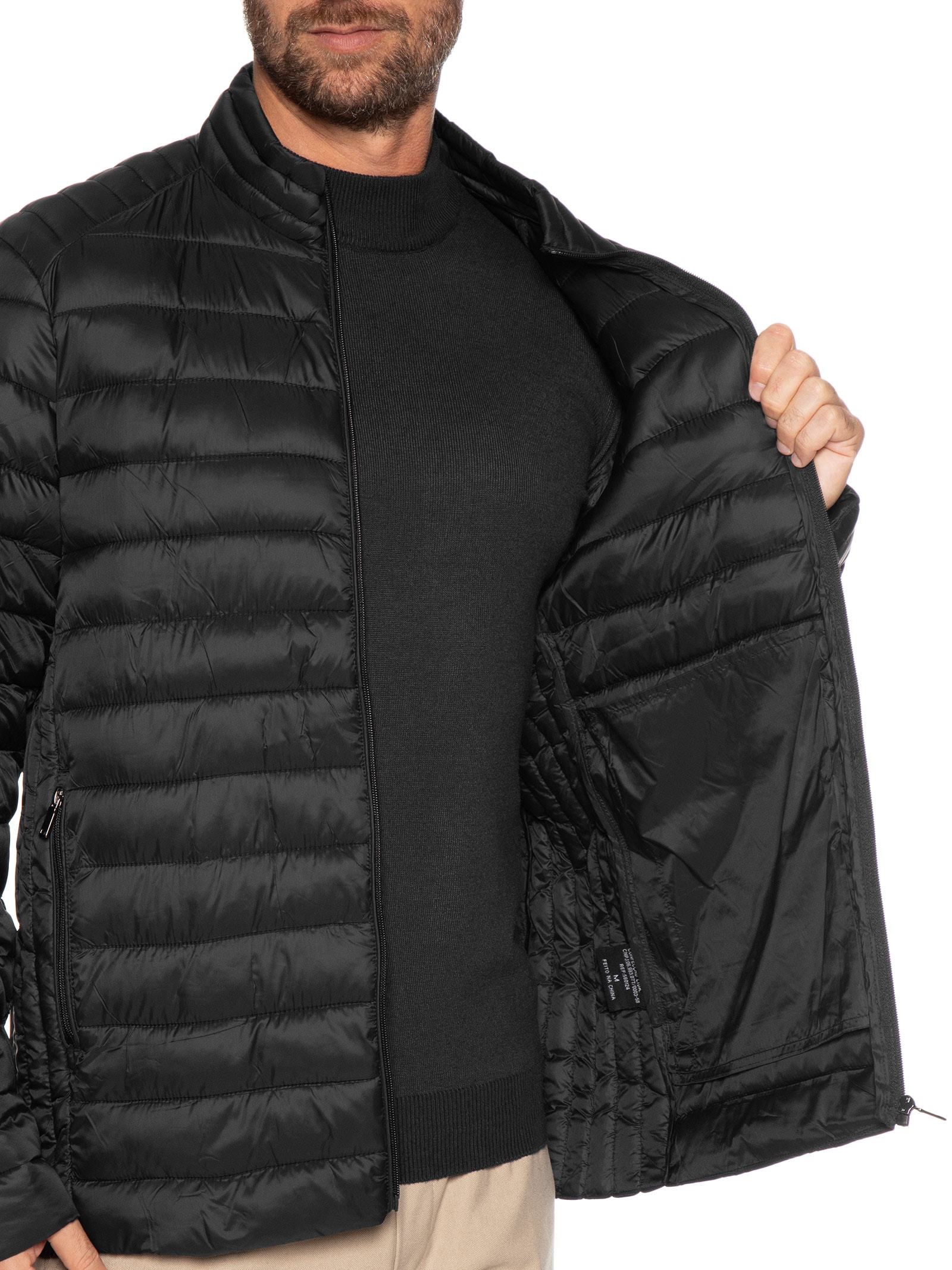 Jaqueta Masculina Puffer Básica Preto Basiq Men
