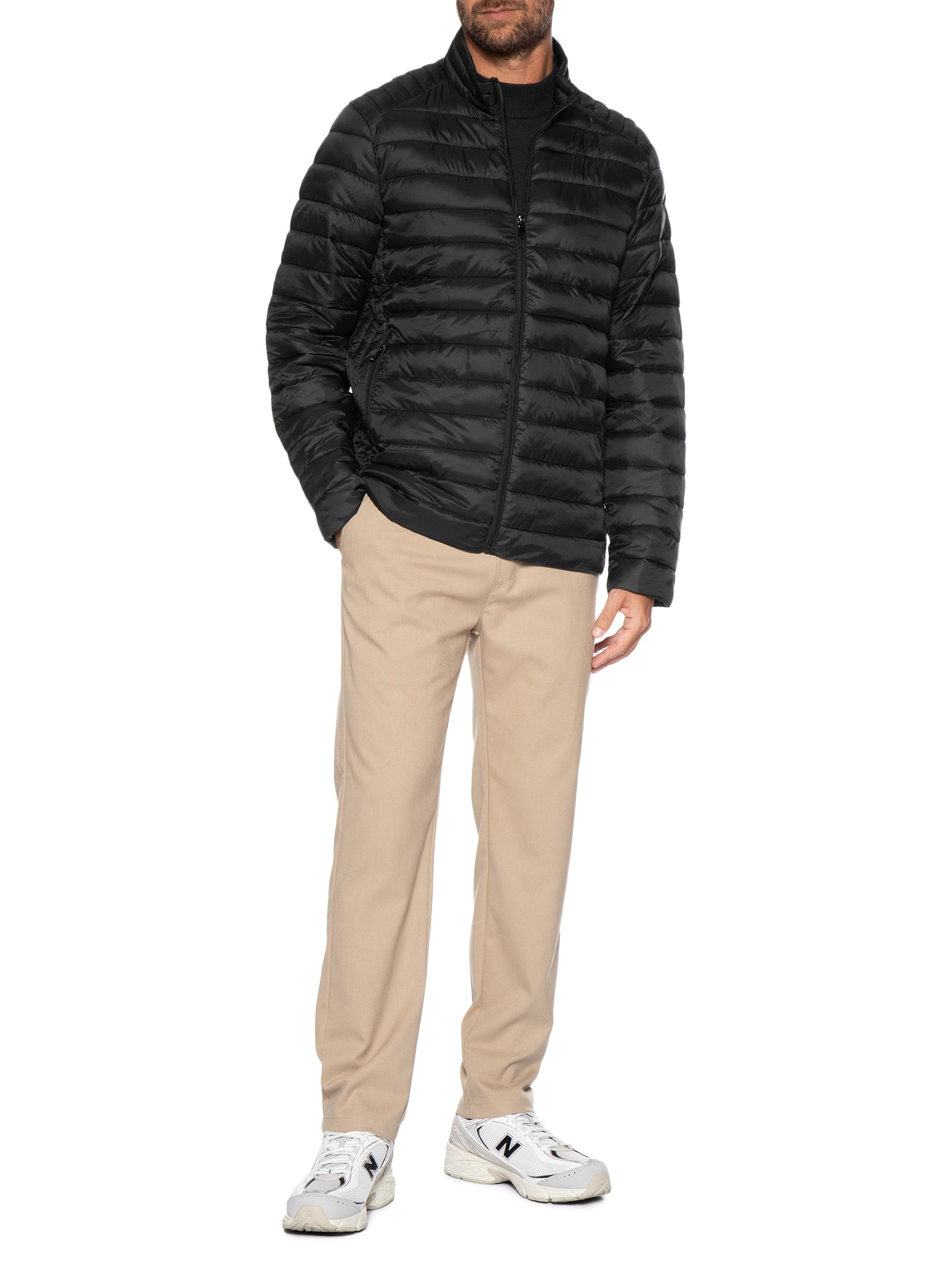 Jaqueta Masculina Puffer Básica Preto Basiq Men