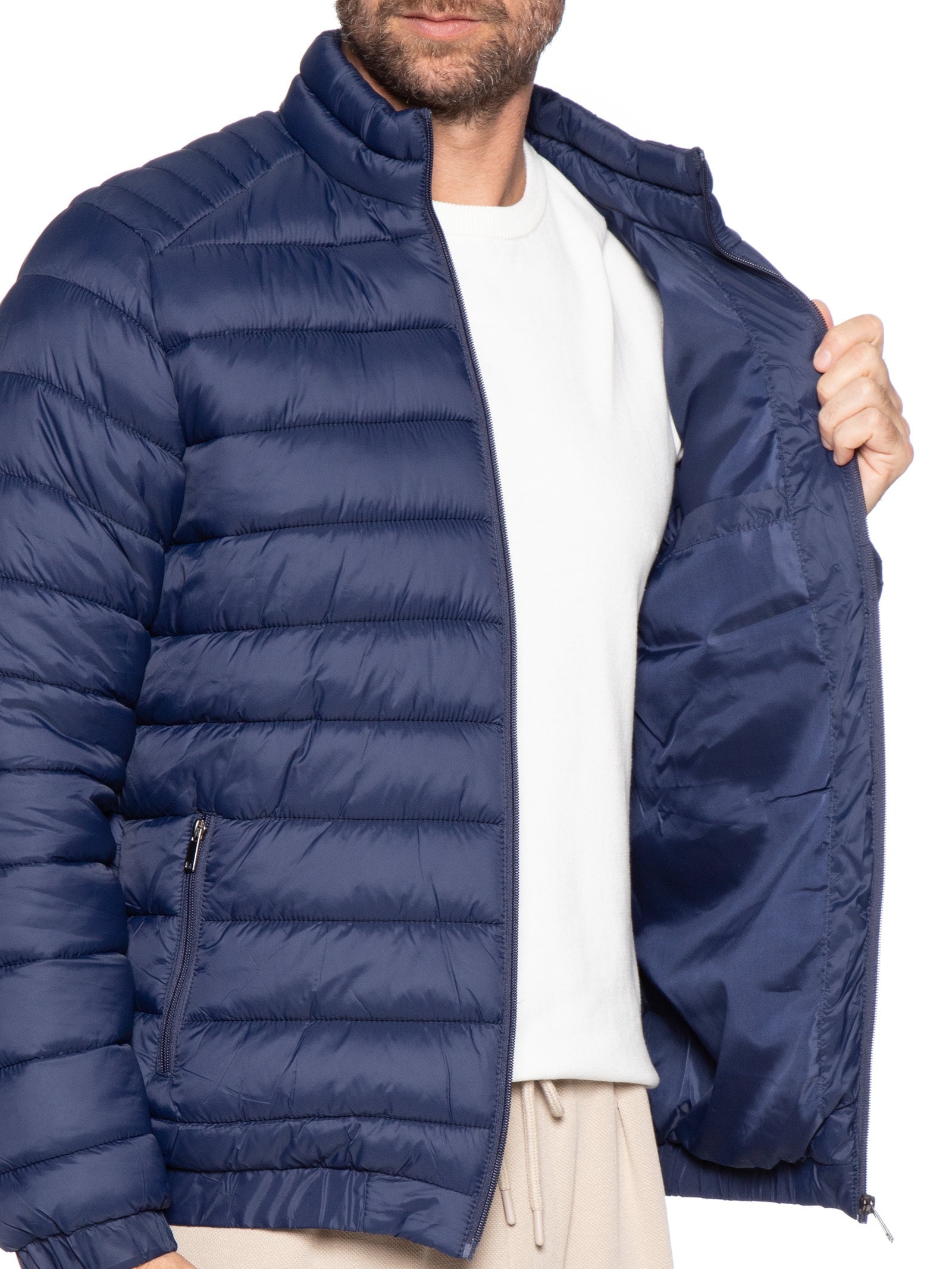 Jaqueta Masculina Puffer Básica – Azul Basiq Men