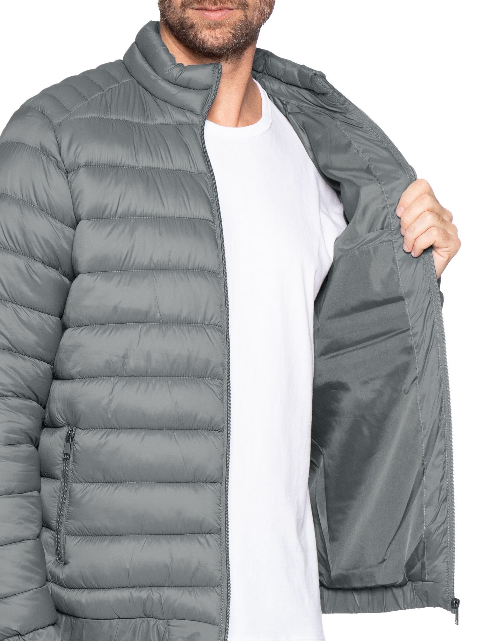 Jaqueta Masculina Puffer Básica – Cinza Basiq Men