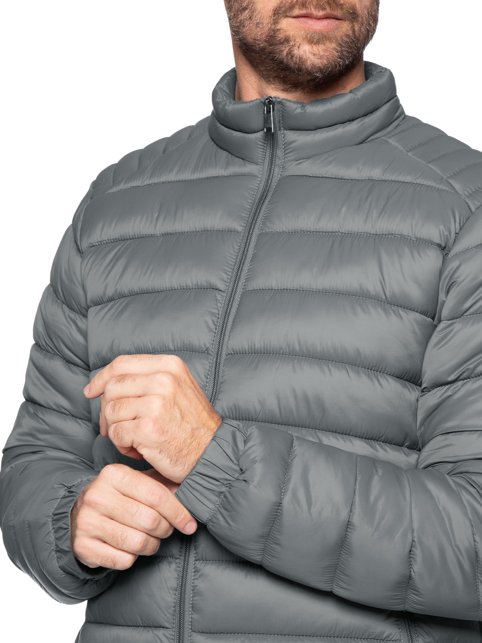 Jaqueta Masculina Puffer Básica – Cinza Basiq Men