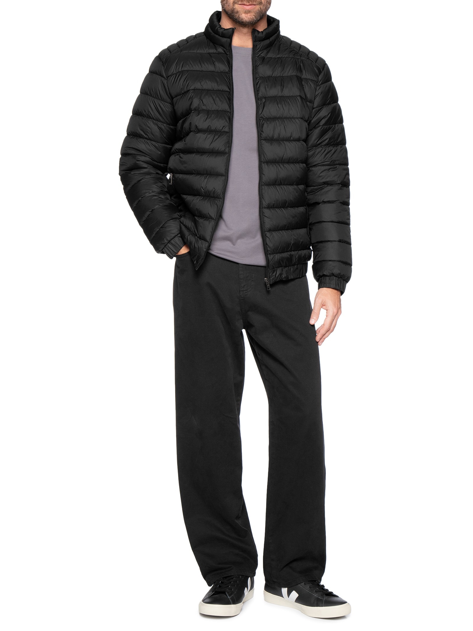 Jaqueta Masculina Puffer Básica – Preto Basiq Men