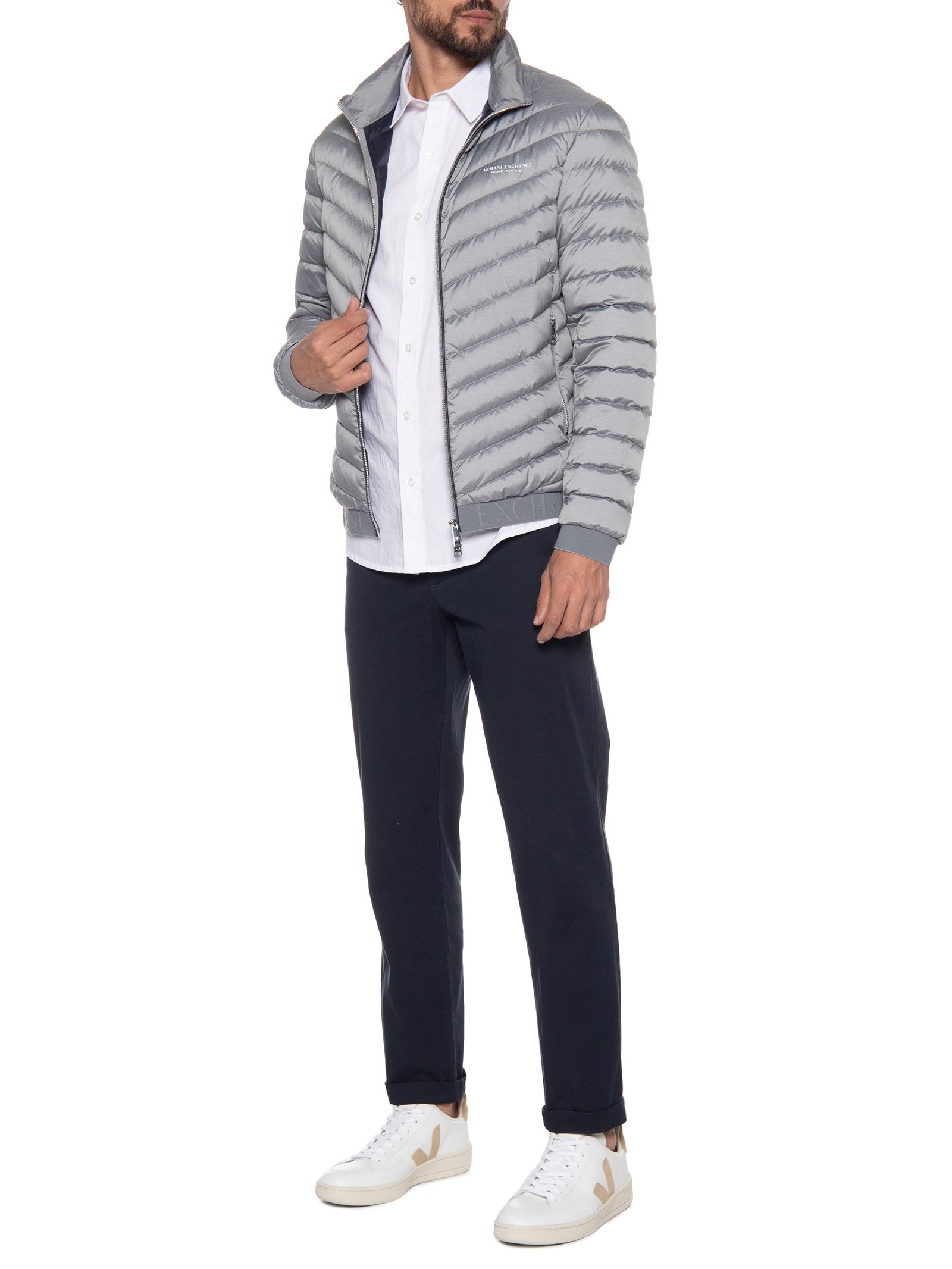 Armani Exchange - Jaqueta Masculina Puffer - Cinza