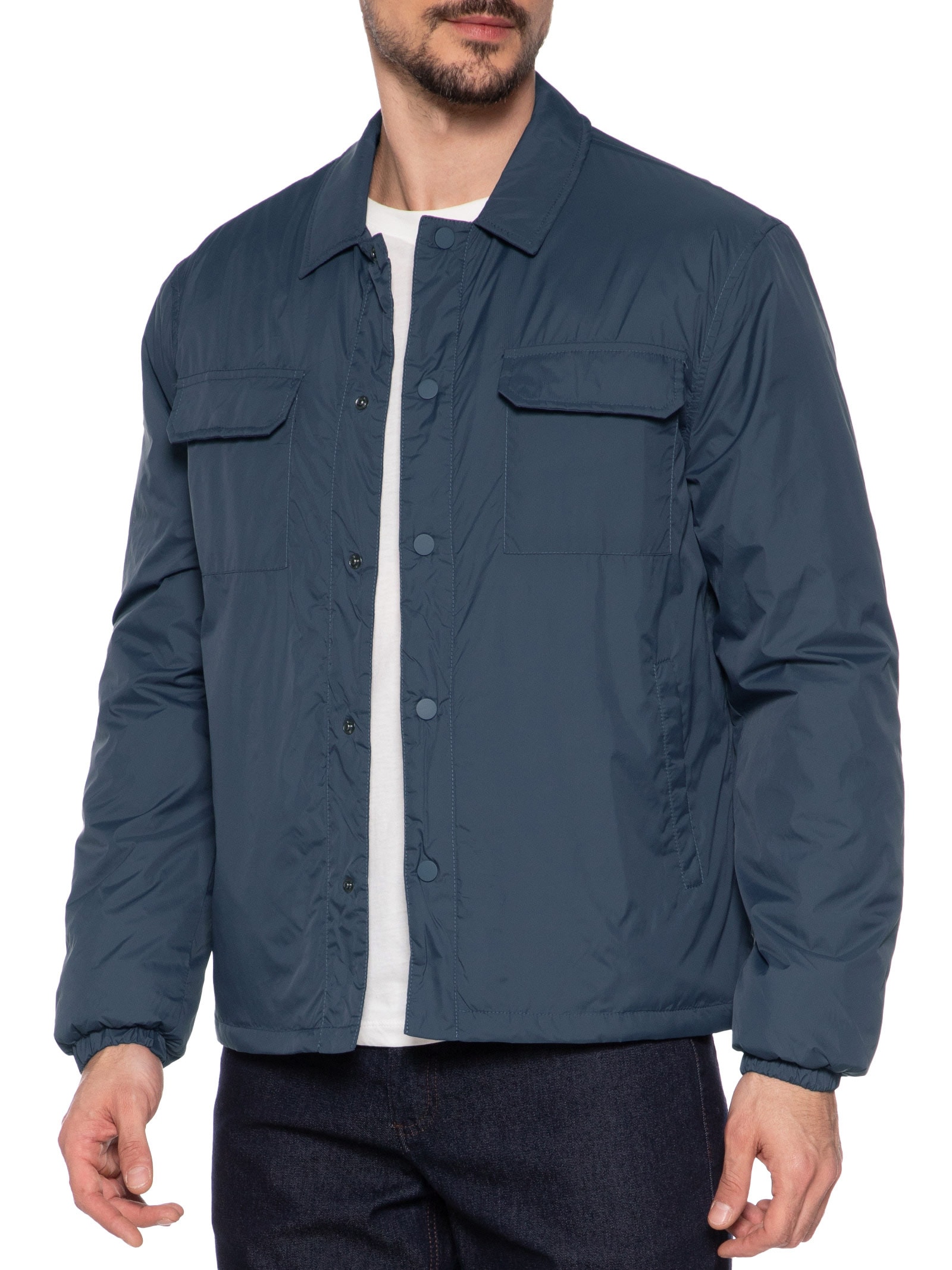 Jaqueta Masculina Puffer Com Bolso Azul '2 Essential