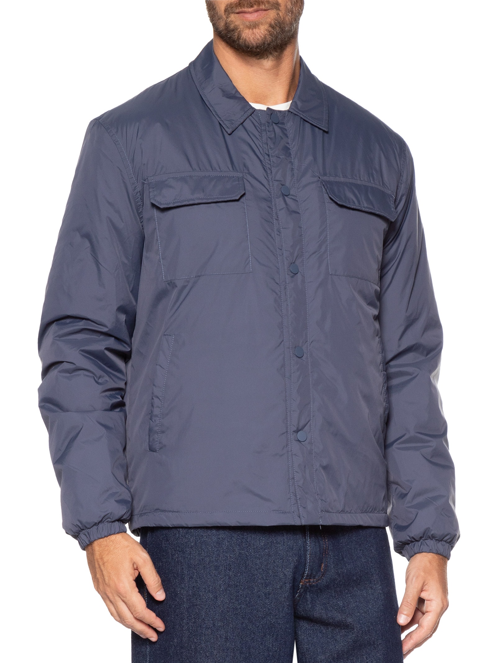 Jaqueta Masculina Puffer Com Bolso Azul '2 Essential