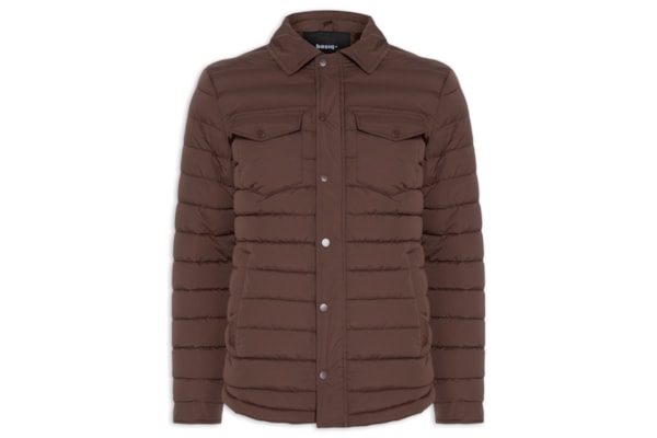 Jaqueta Masculina Puffer Com Bolso - Marrom