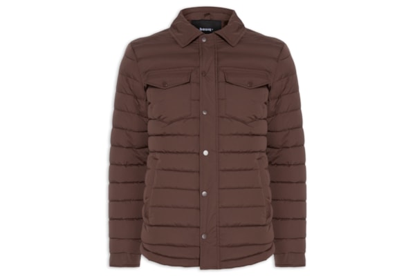 Jaqueta Masculina Puffer Com Bolso - Marrom