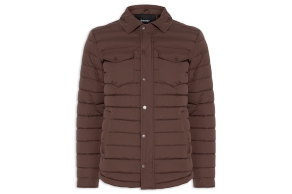 Jaqueta Masculina Puffer Com Bolso - Marrom