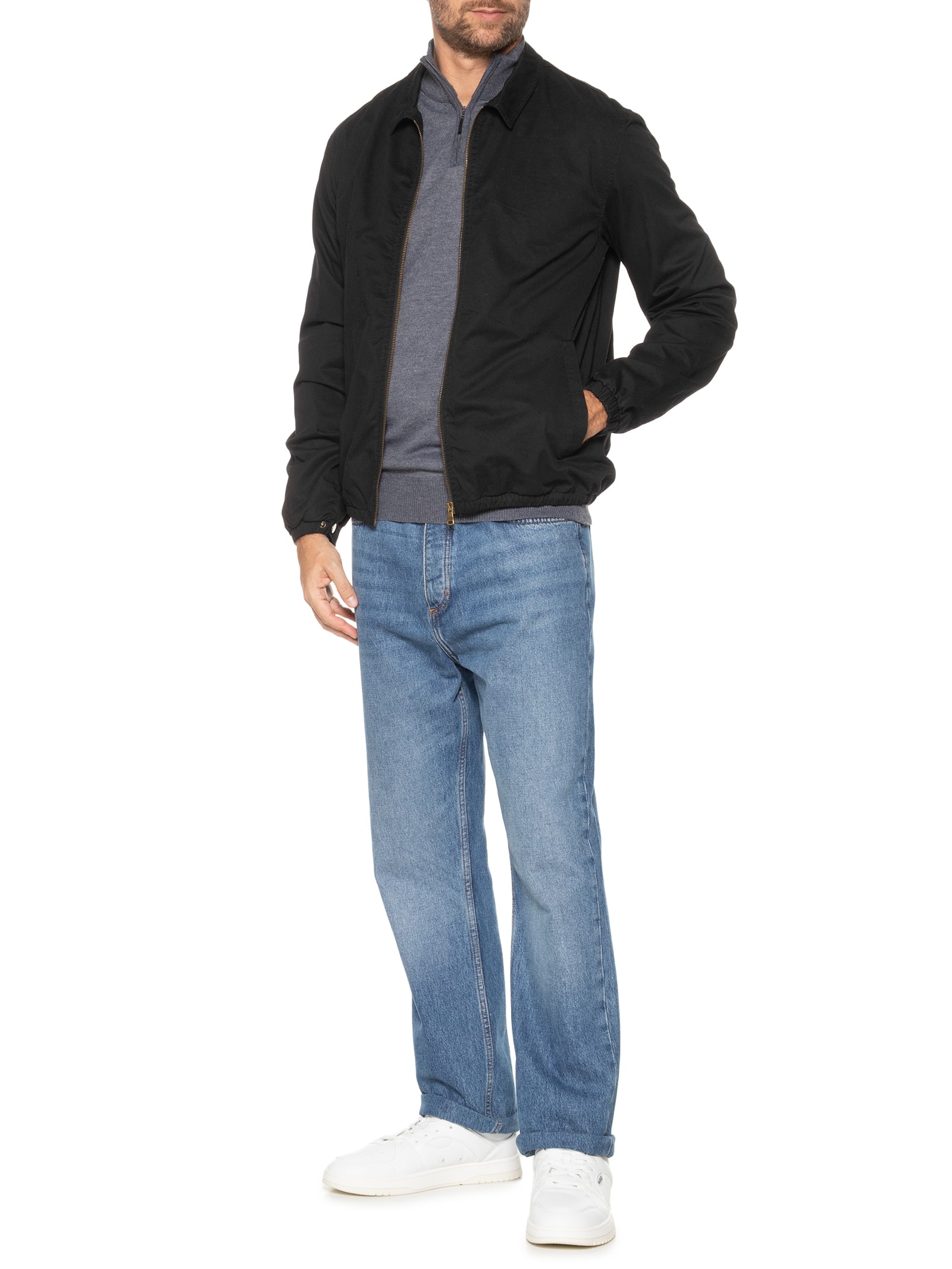 Jaqueta Masculina Puffer Com Bolso Preto '2 Essential