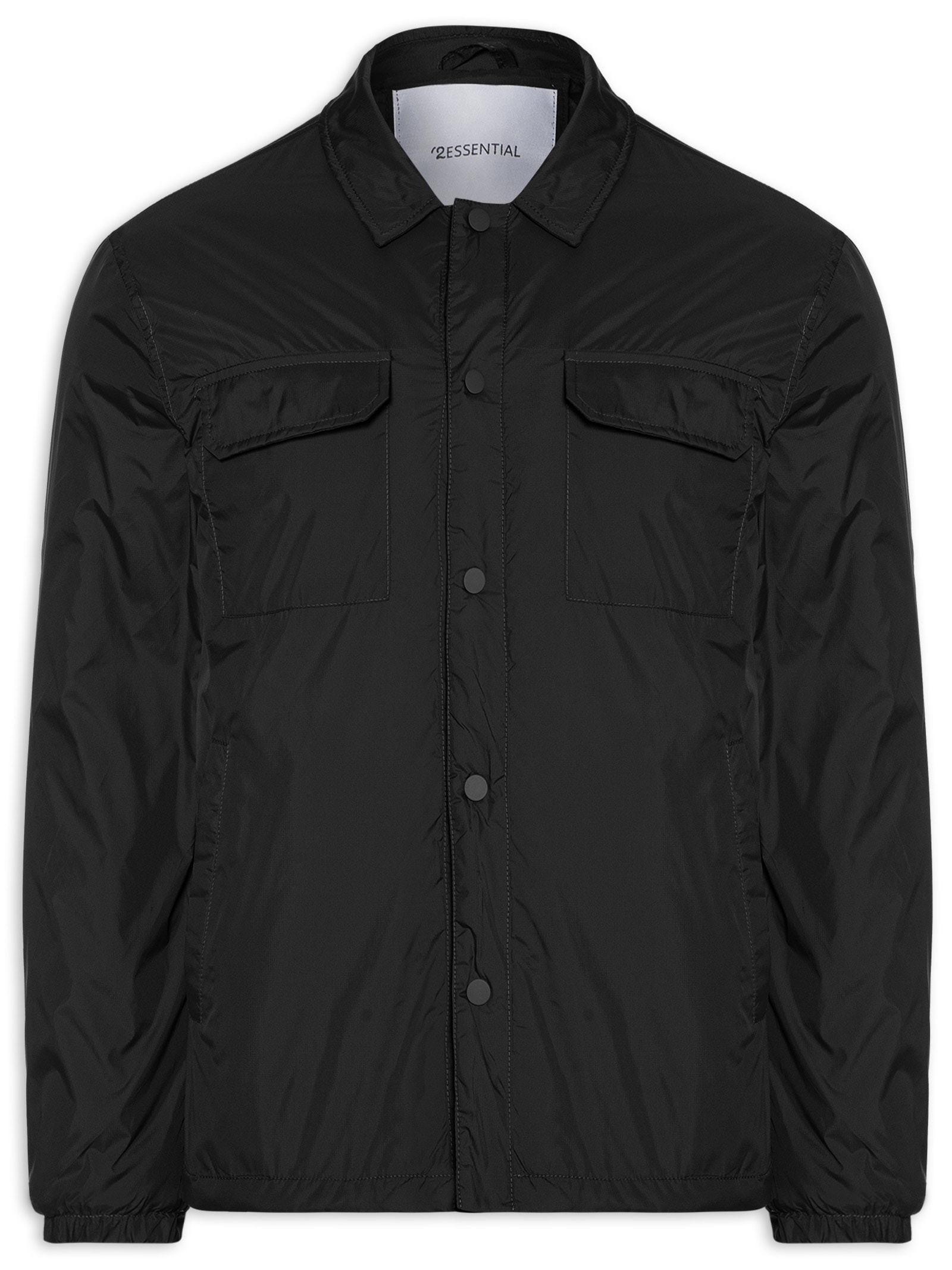 Jaqueta Masculina Puffer Com Bolso Preto '2 Essential