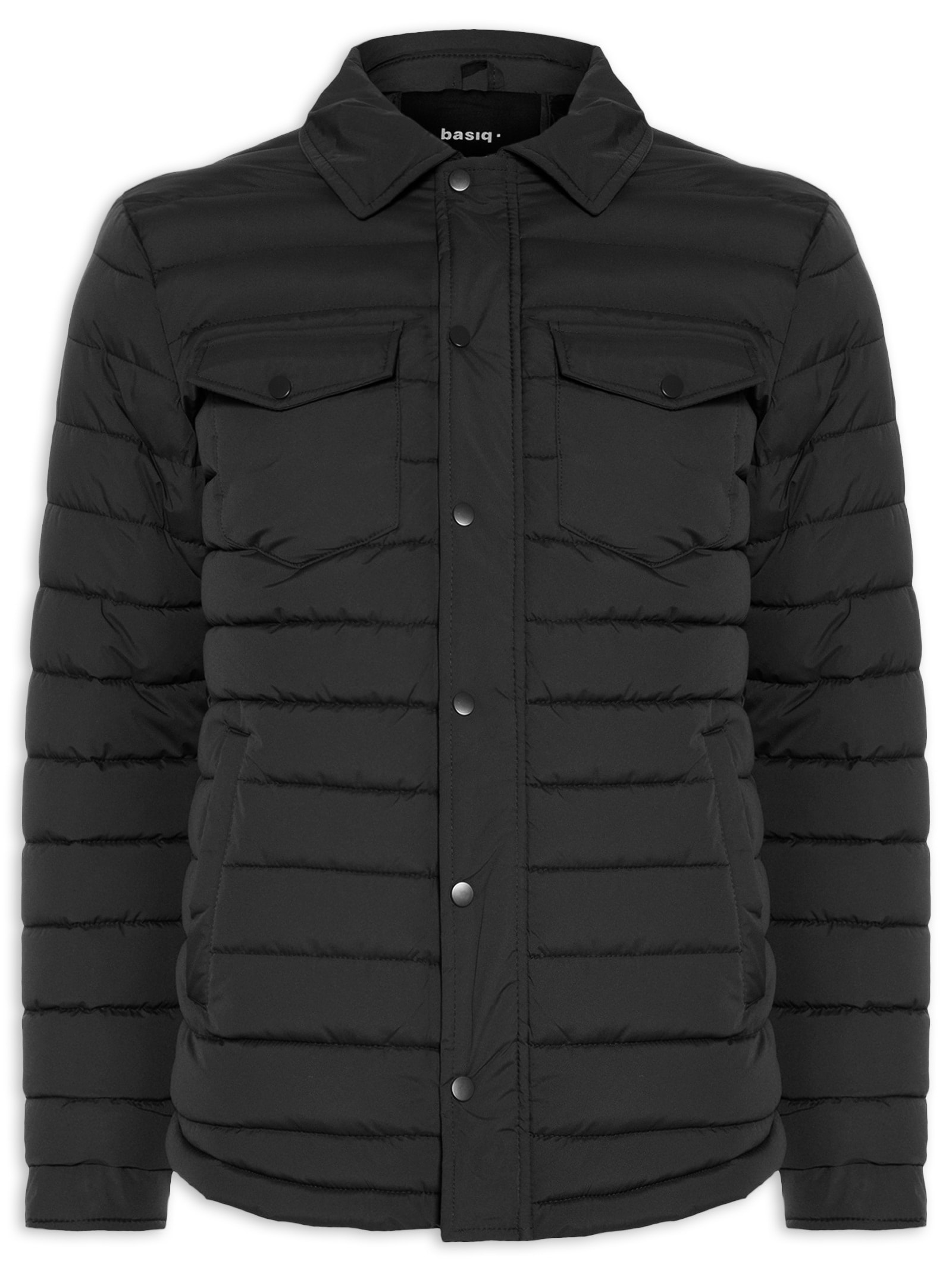 Jaqueta Masculina Puffer Com Bolso Preto Basiq Men