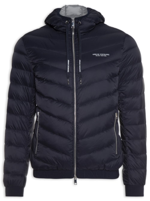 Jaqueta Masculina Puffer com Capuz – Azul