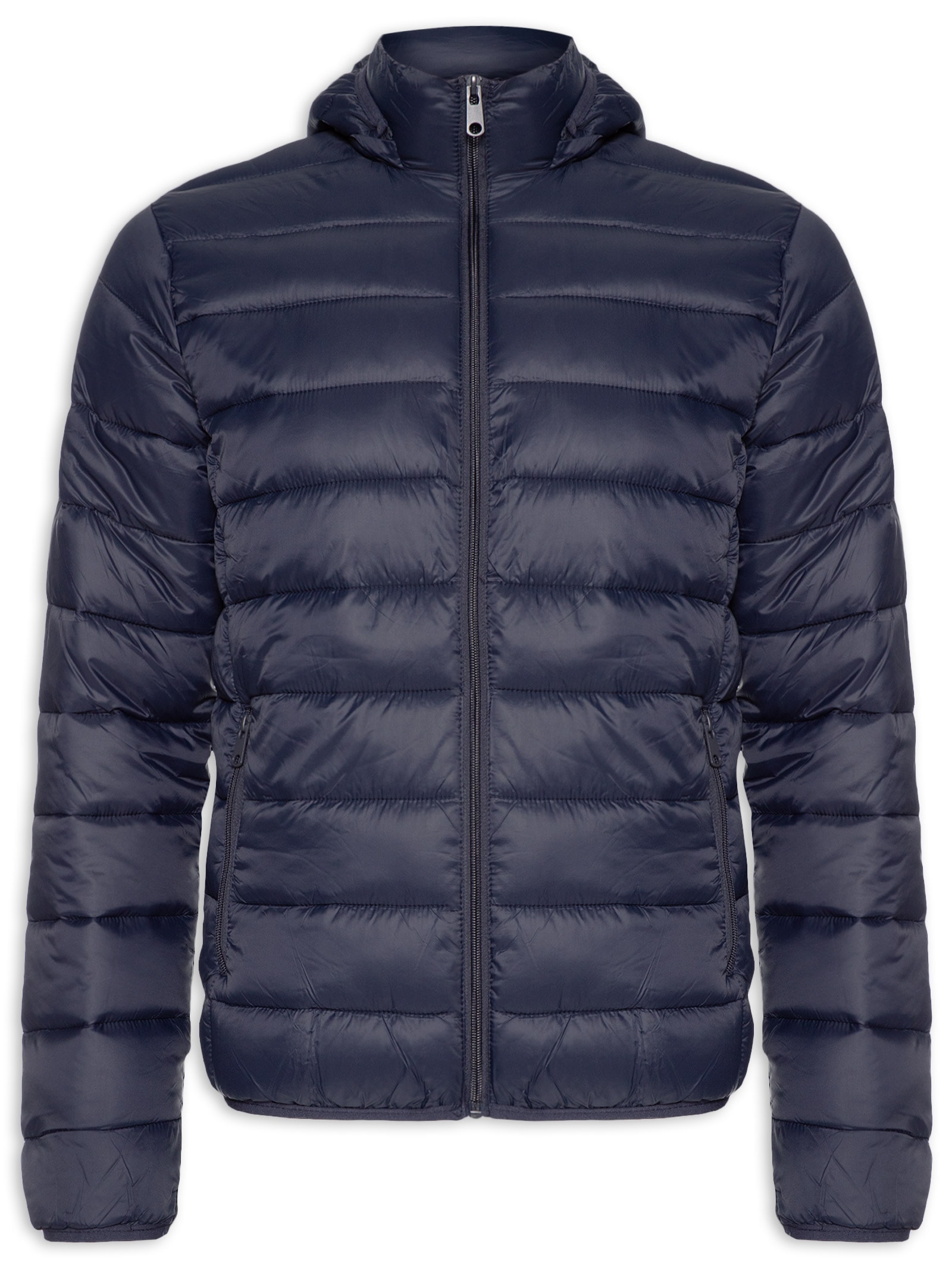 Jaqueta Masculina Puffer Com Capuz Azul Basiq Men