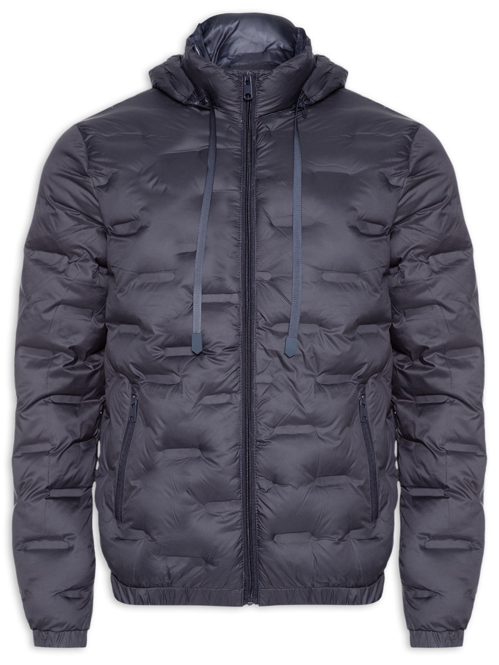 Jaqueta Masculina Puffer Com Capuz Azul Basiq Men