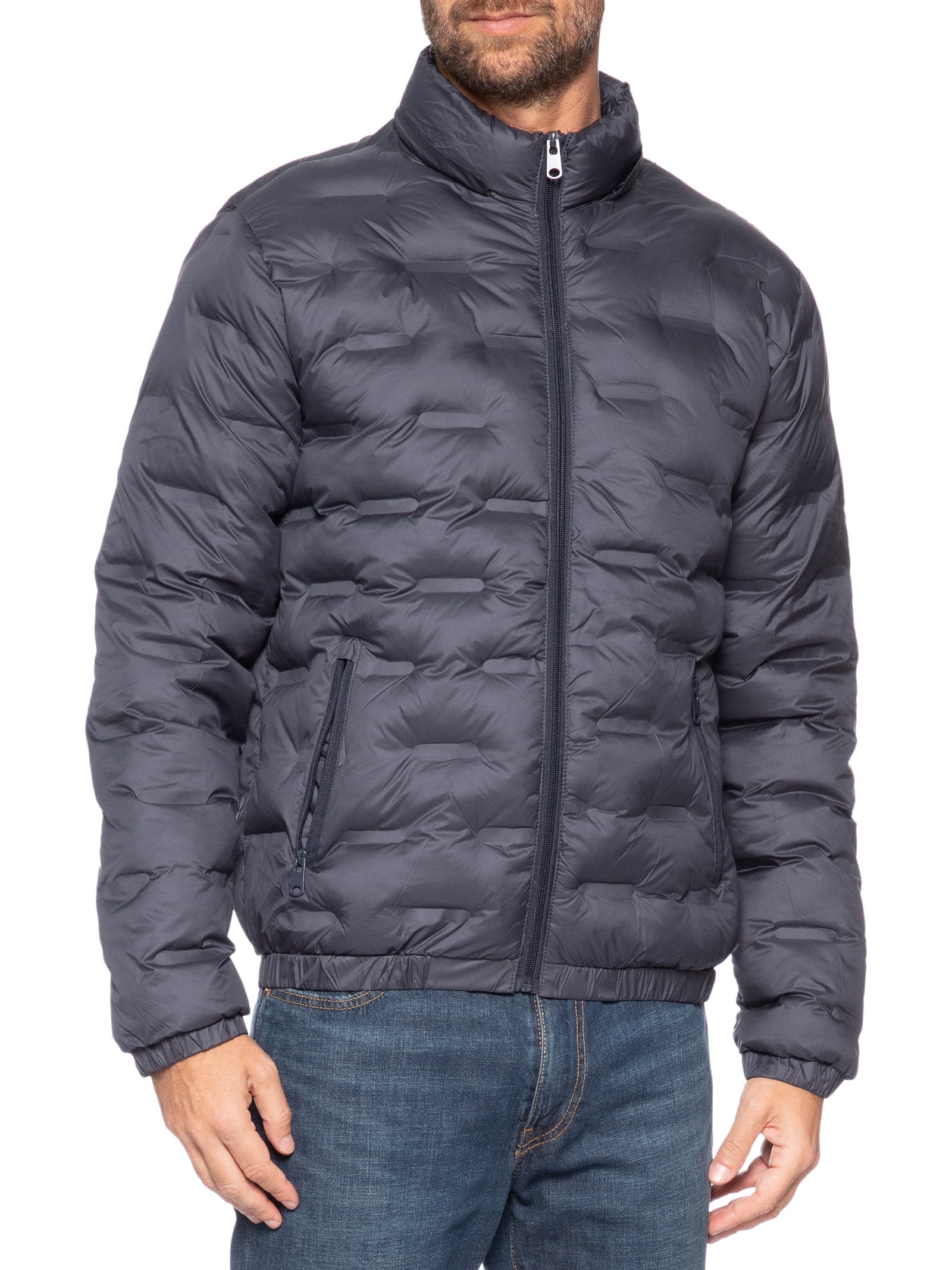 Jaqueta Masculina Puffer Com Capuz Azul Basiq Men
