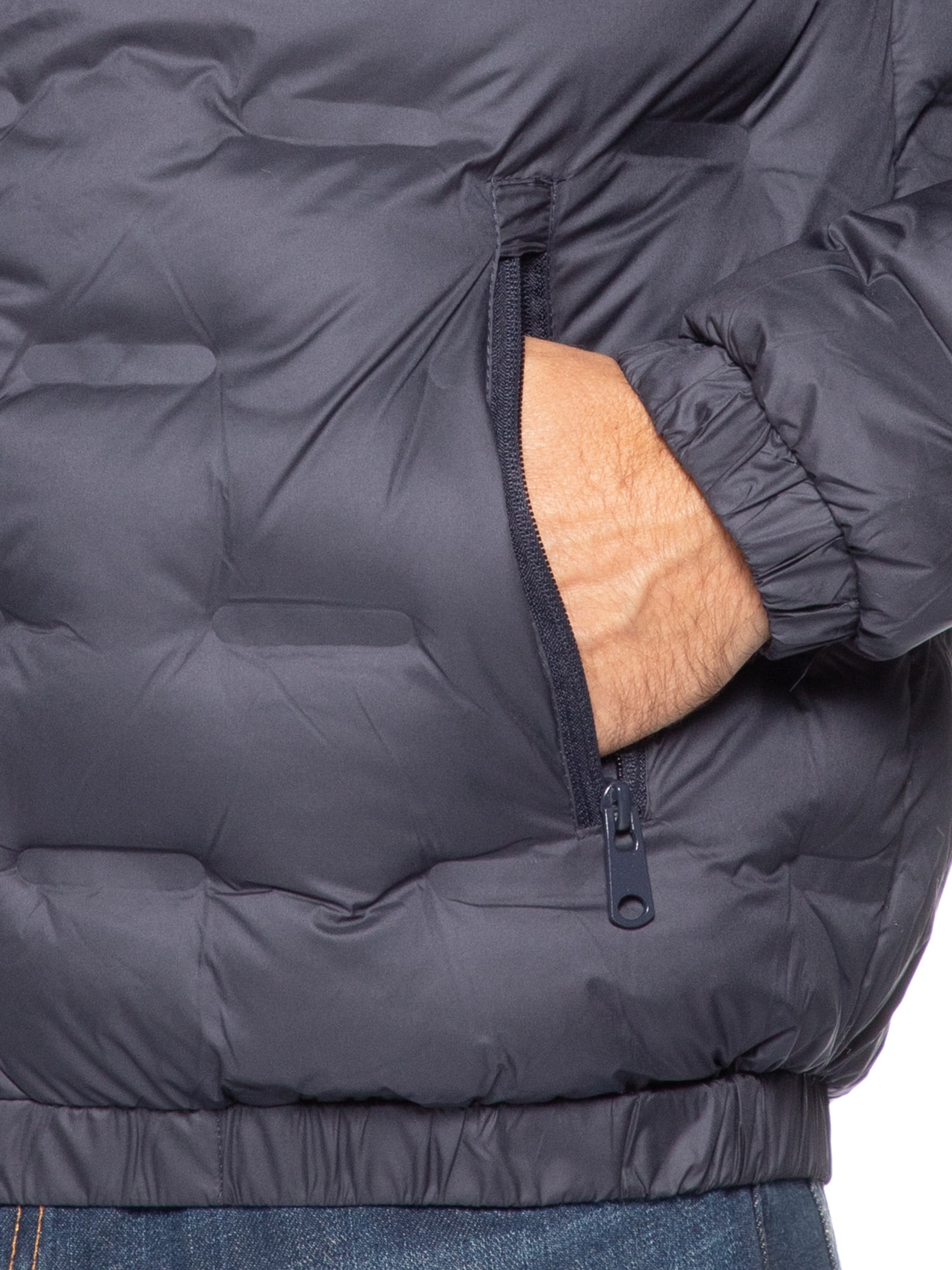 Jaqueta Masculina Puffer Com Capuz Azul Basiq Men