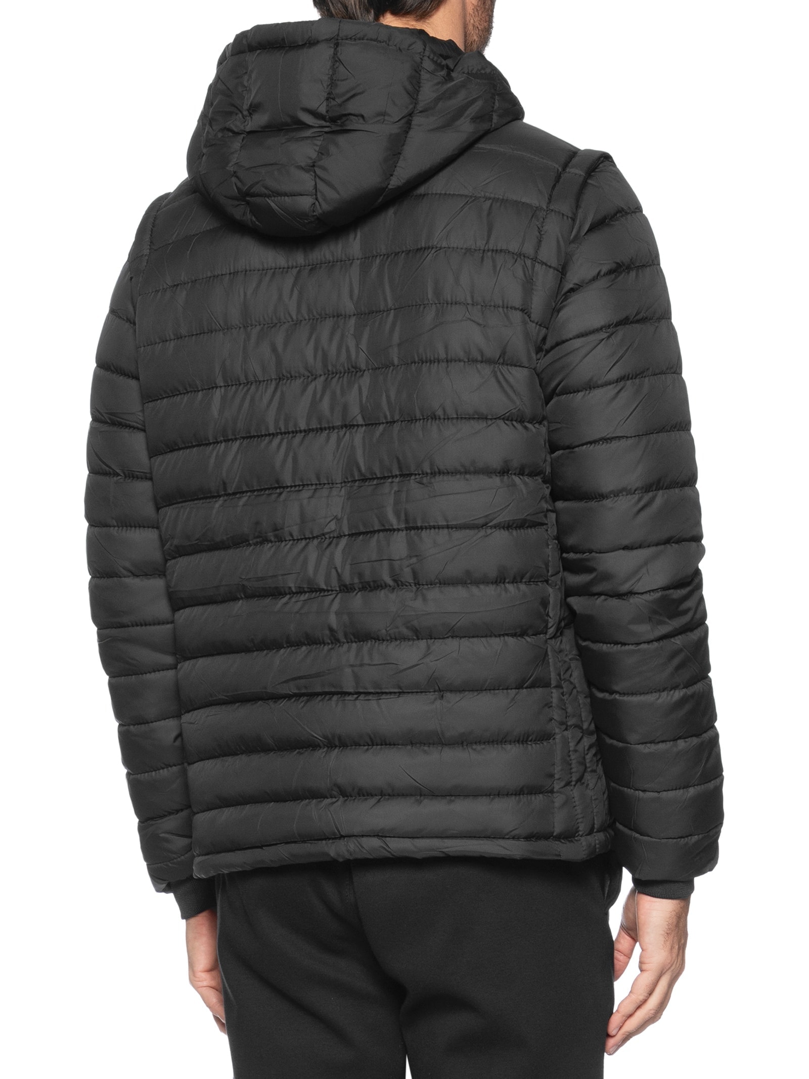 Jaqueta Masculina Puffer Com Capuz Nylon Vira Colete Preto Basiq Men