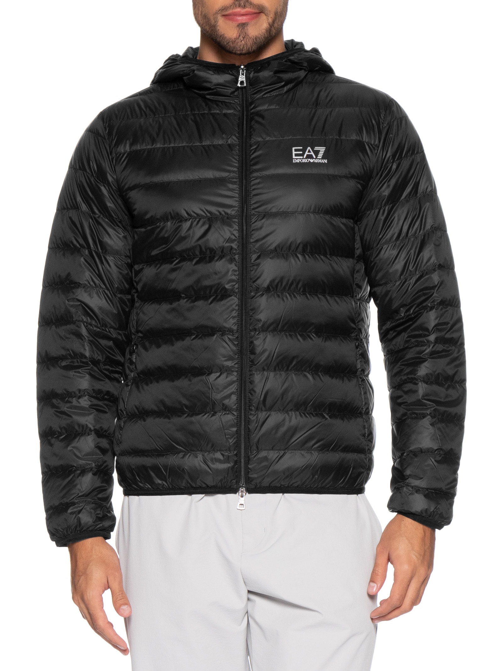 EA7 EMPORIO ARMANI フーデッドジャケット ブラック Jaqueta Masculina Puffer Com Capuz - Preto - EA7 Emporio Armani