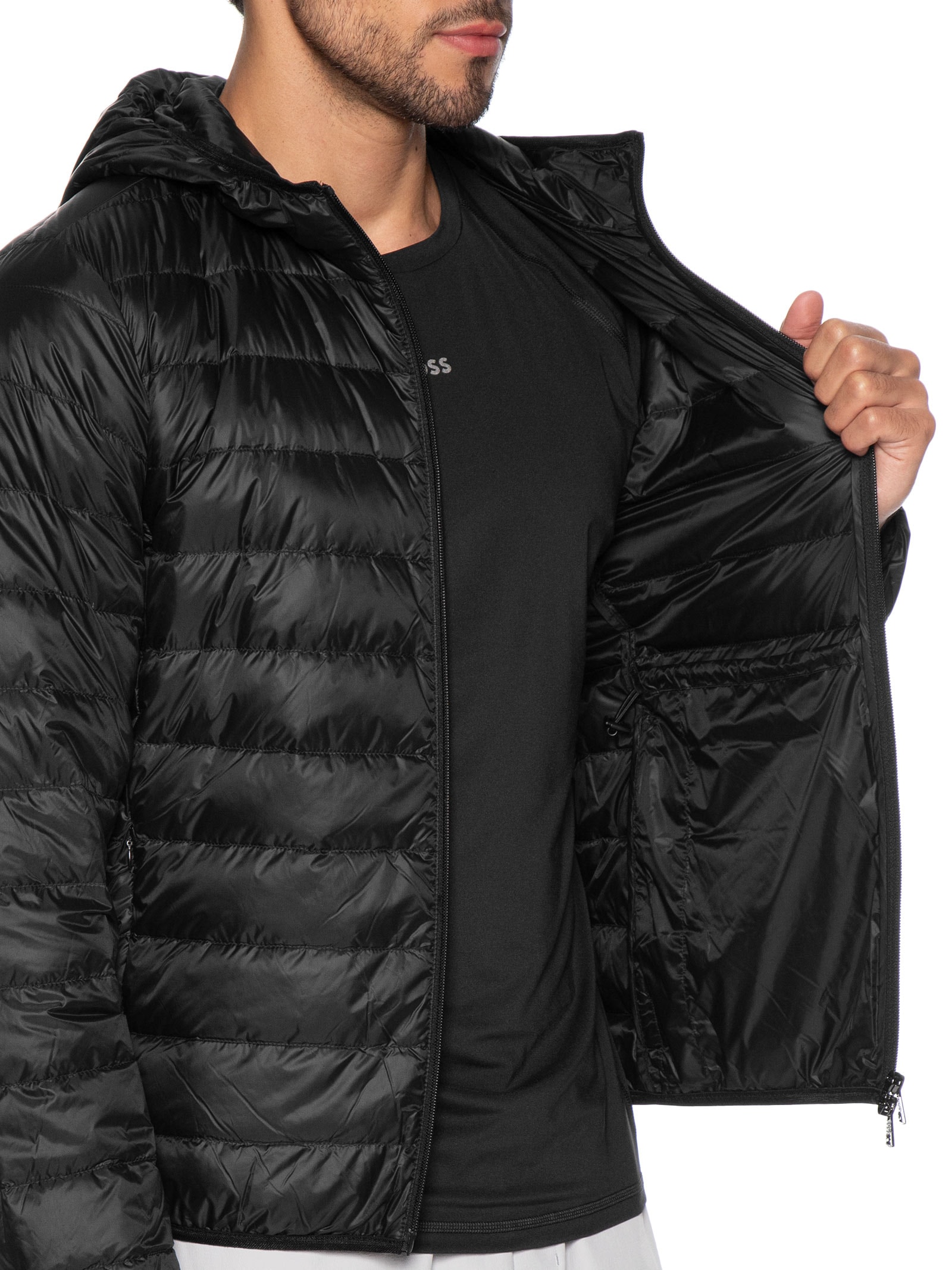 Jaqueta Masculina Puffer Com Capuz Preto Ea7 Emporio Armani