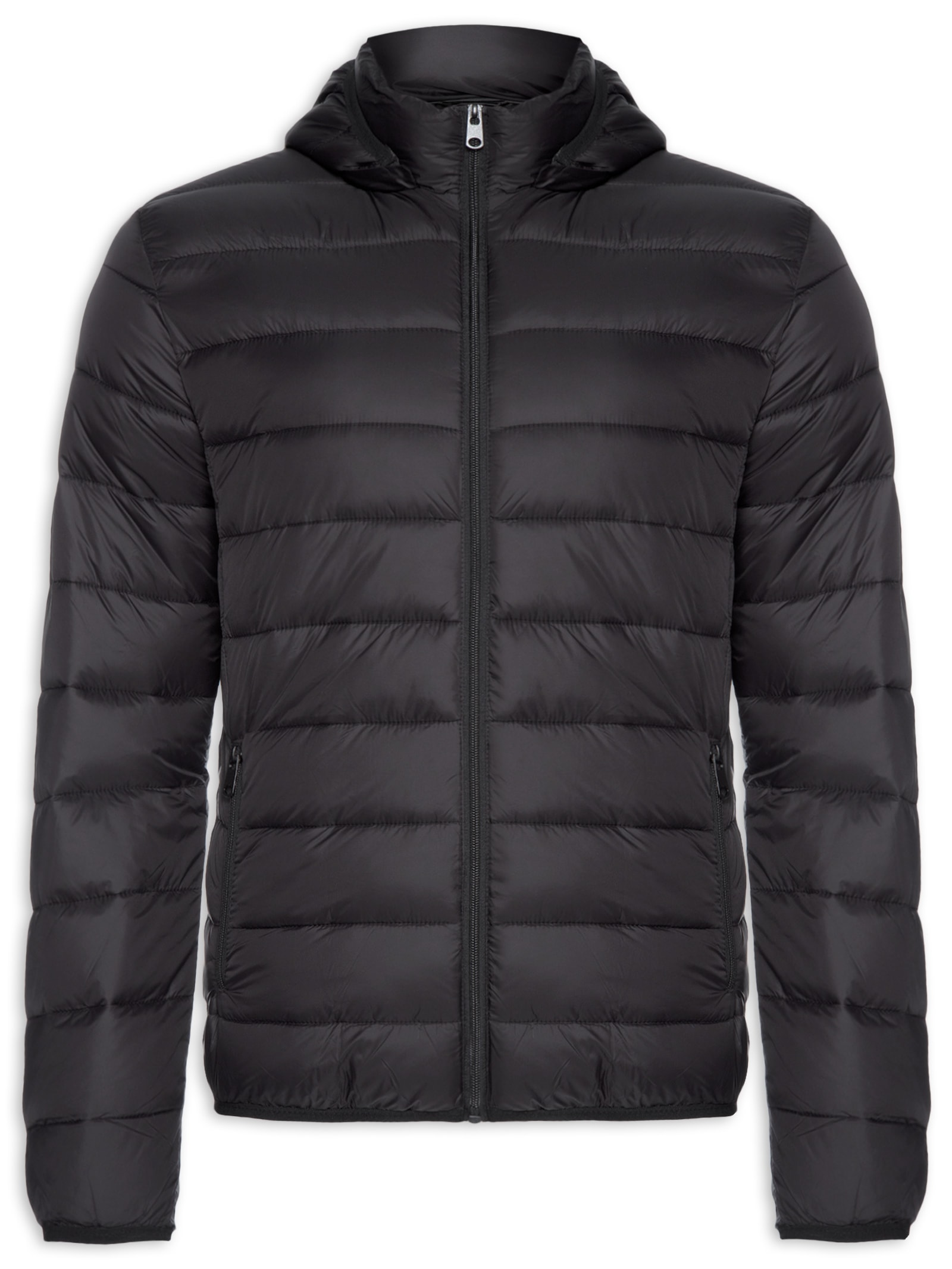 Jaqueta Masculina Puffer Com Capuz Preto Basiq Men