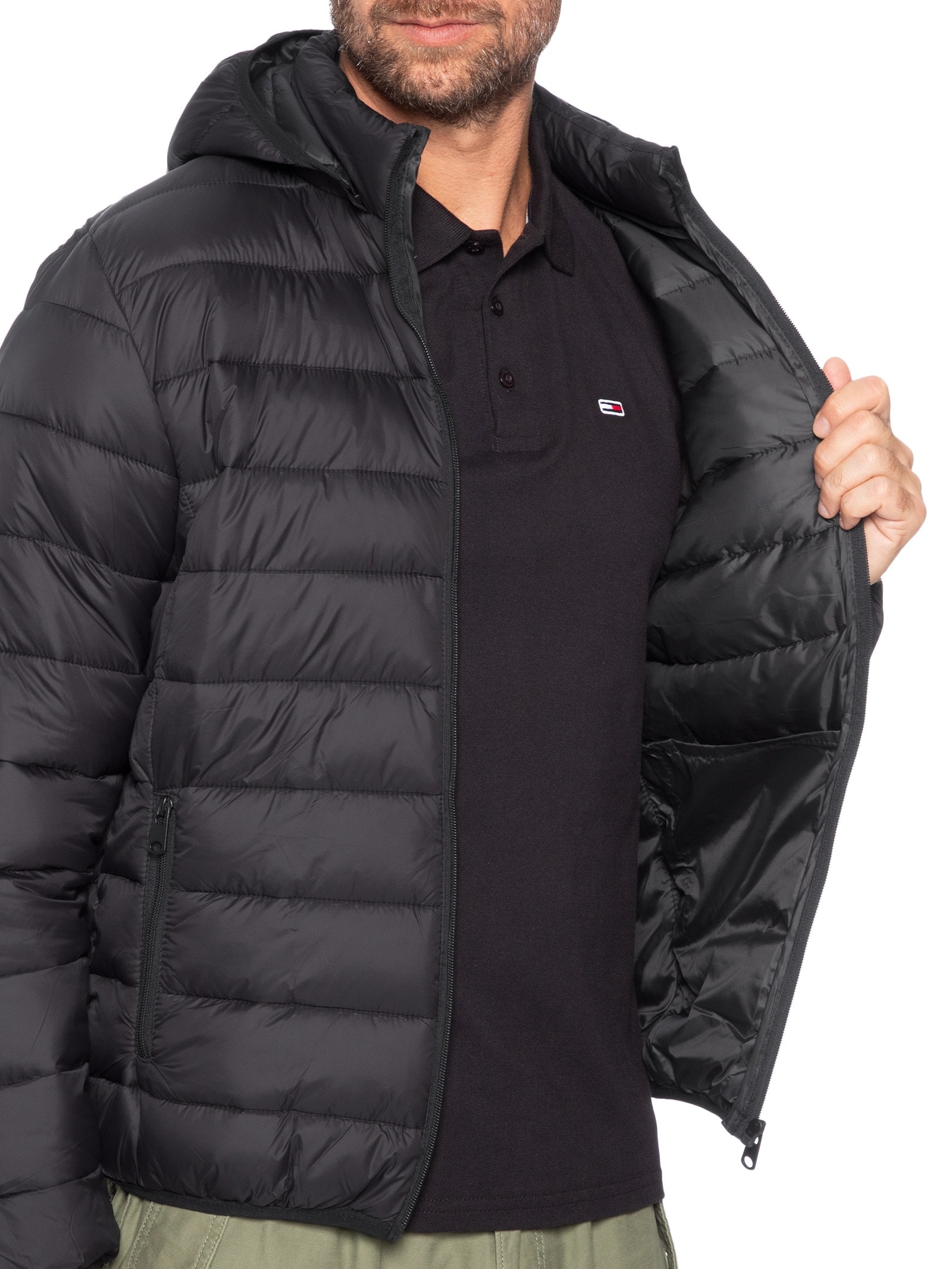 Jaqueta Masculina Puffer Com Capuz Preto Basiq Men