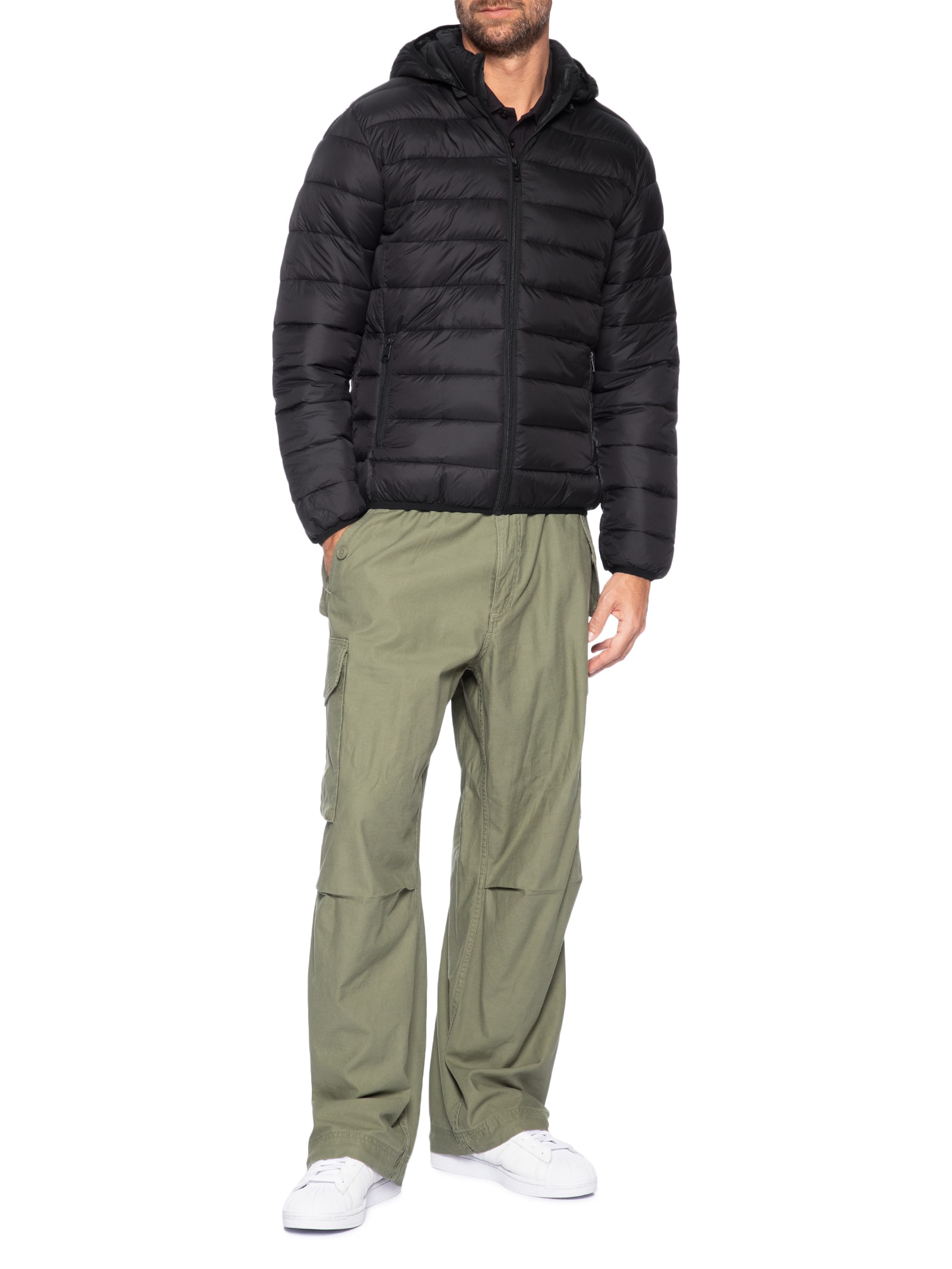 Jaqueta Masculina Puffer Com Capuz Preto Basiq Men