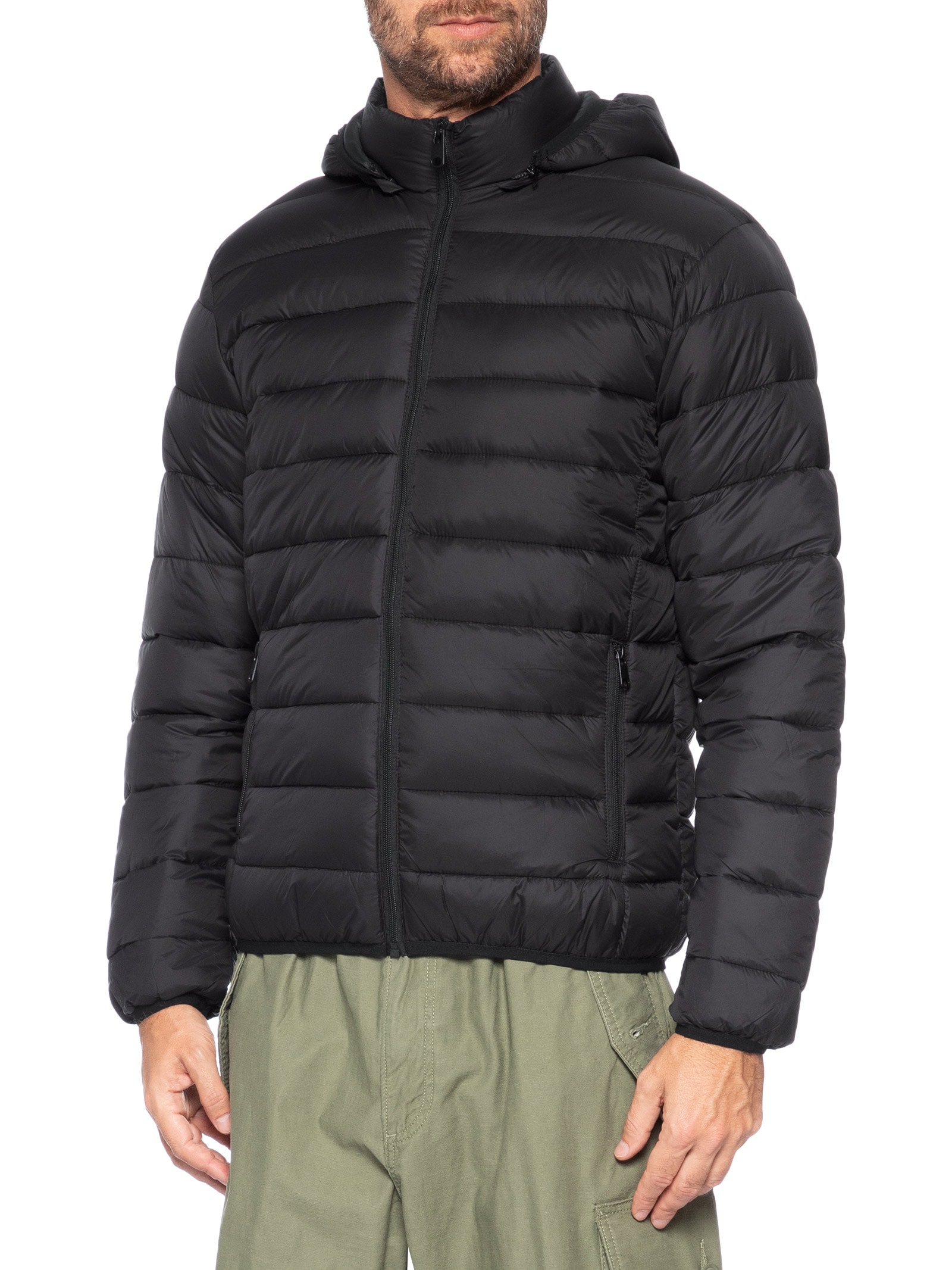 Jaqueta Masculina Puffer Com Capuz Preto Basiq Men