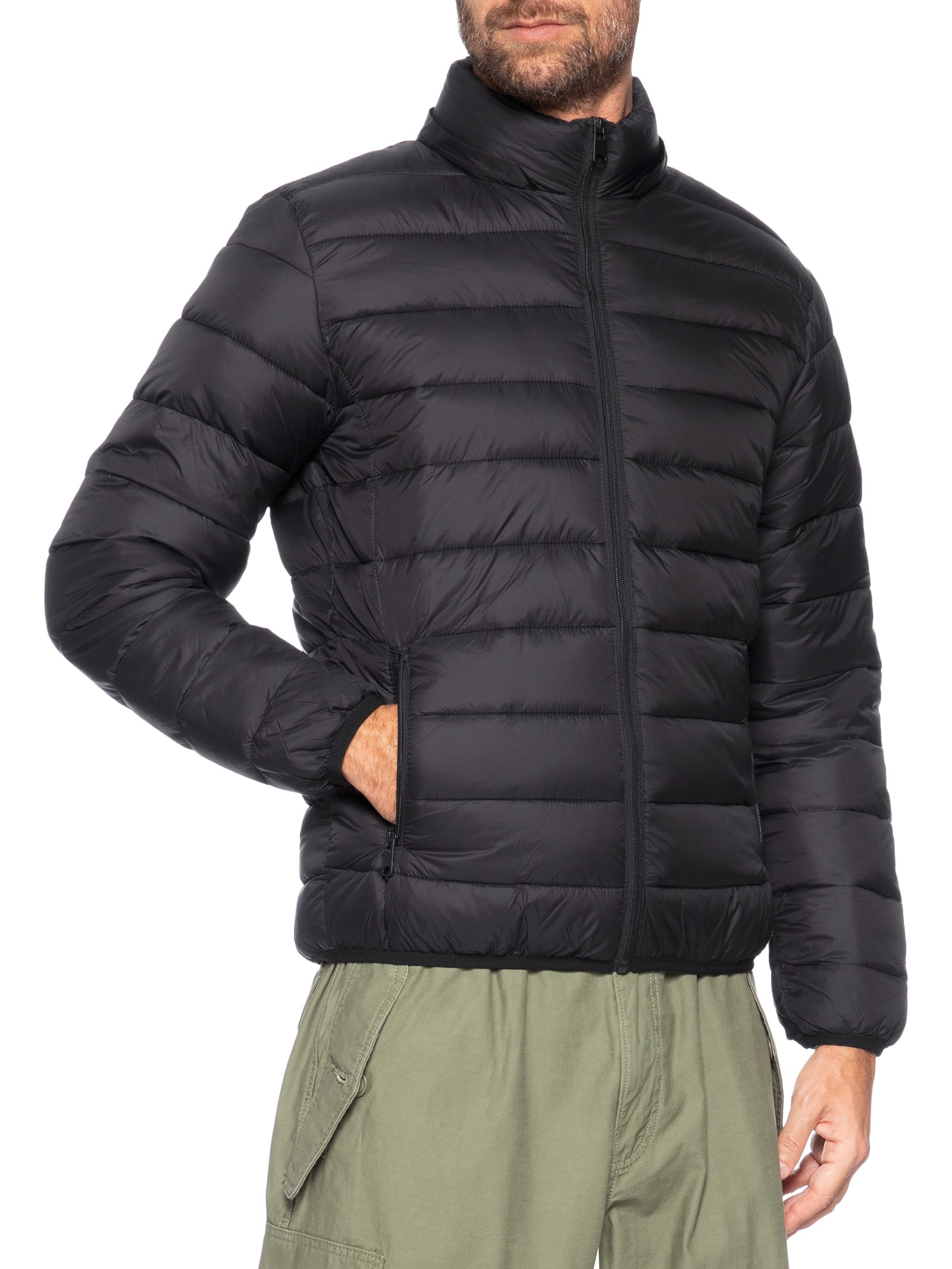 Jaqueta Masculina Puffer Com Capuz Preto Basiq Men