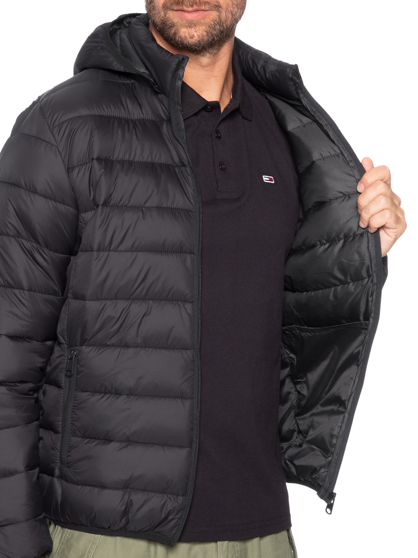 Jaqueta Masculina Puffer Com Capuz Preto Basiq Men