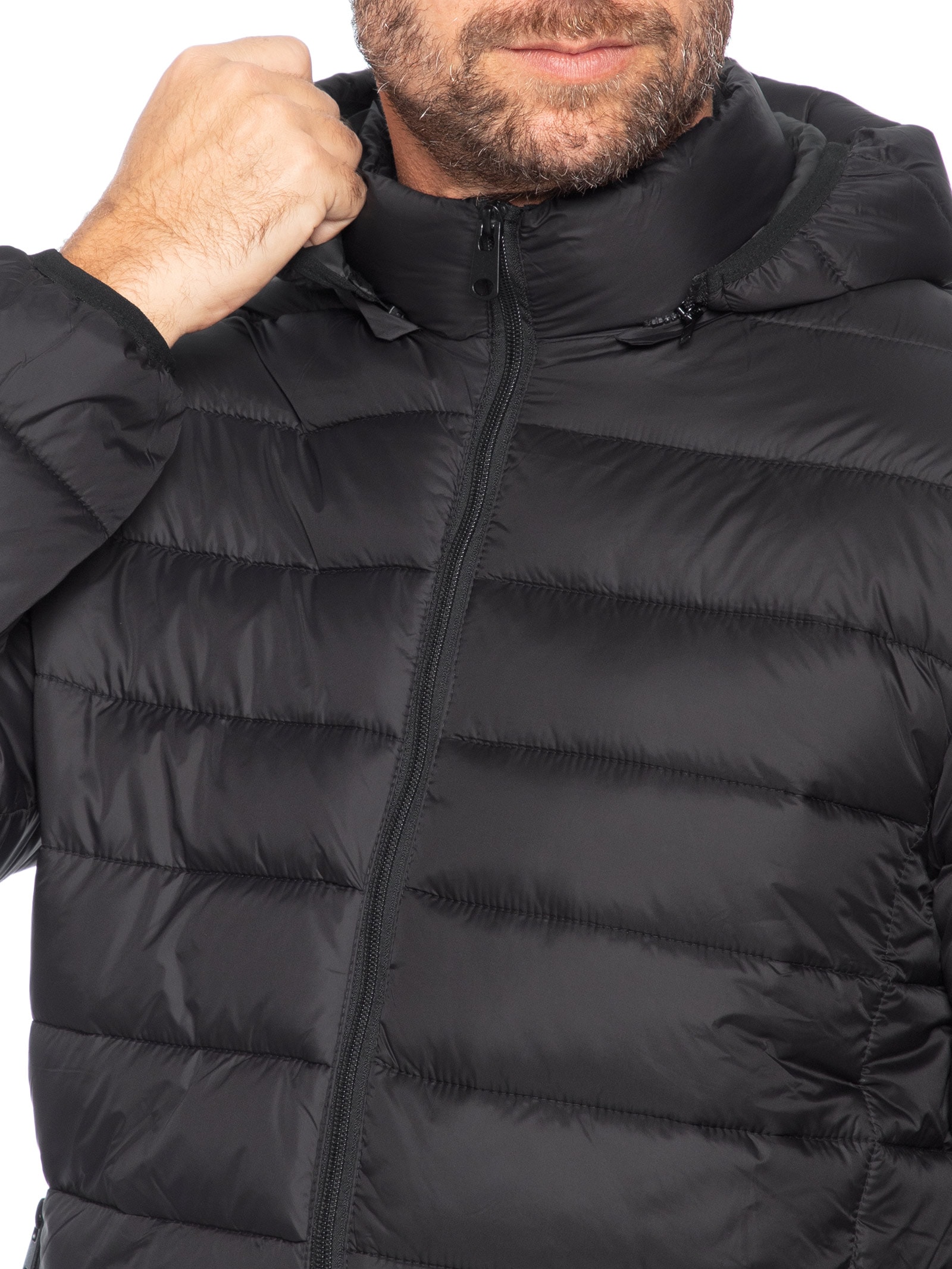 Jaqueta Masculina Puffer Com Capuz Preto Basiq Men