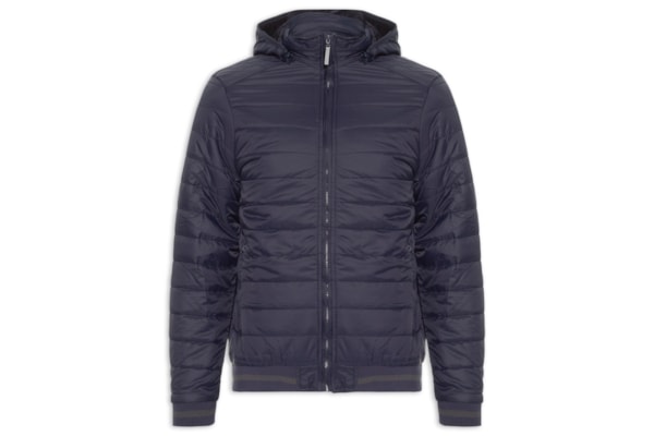 Jaqueta Masculina Puffer Com Capuz Removível - Azul