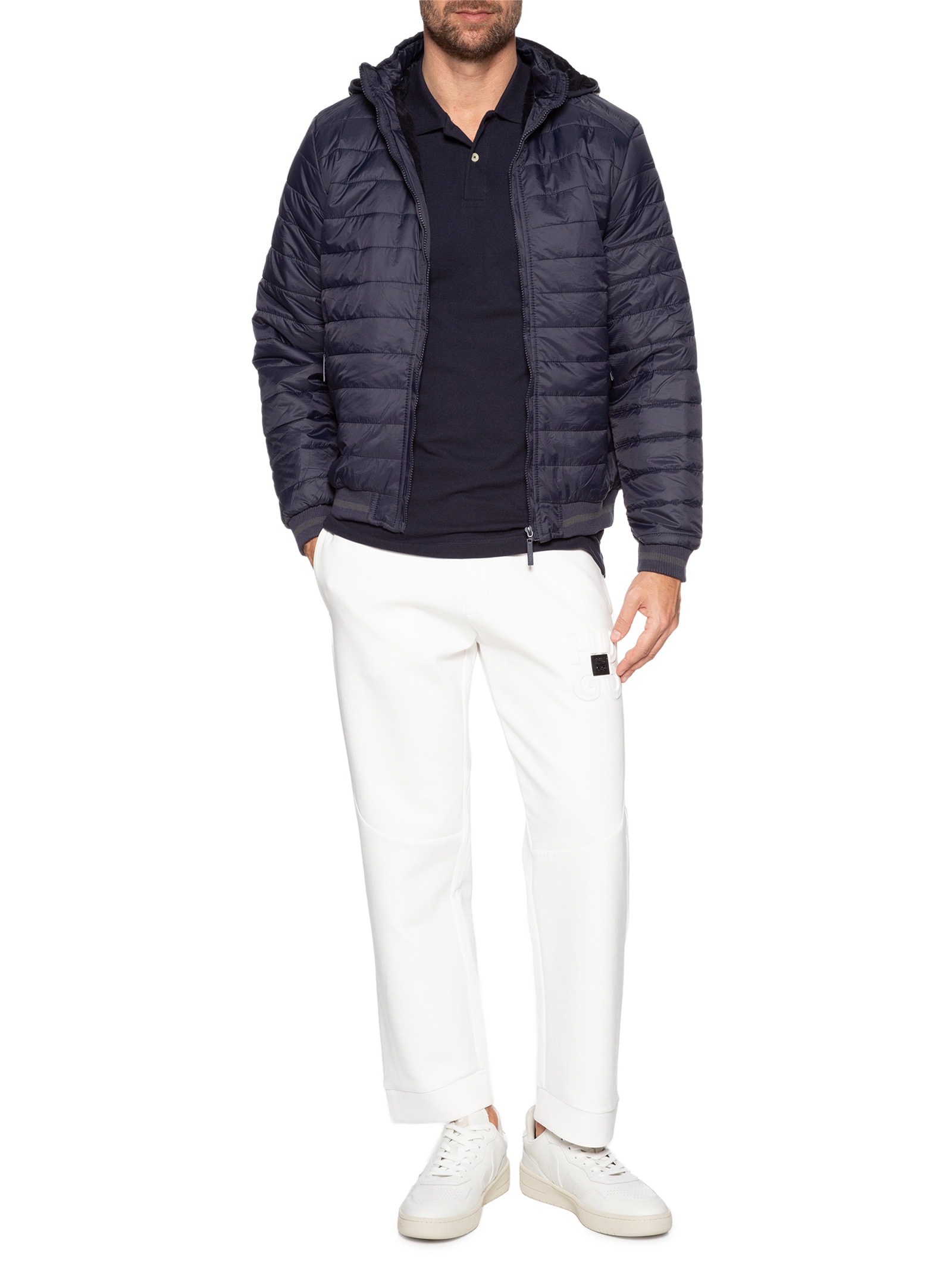 Jaqueta Masculina Puffer Com Capuz Removível Azul '2 Essential