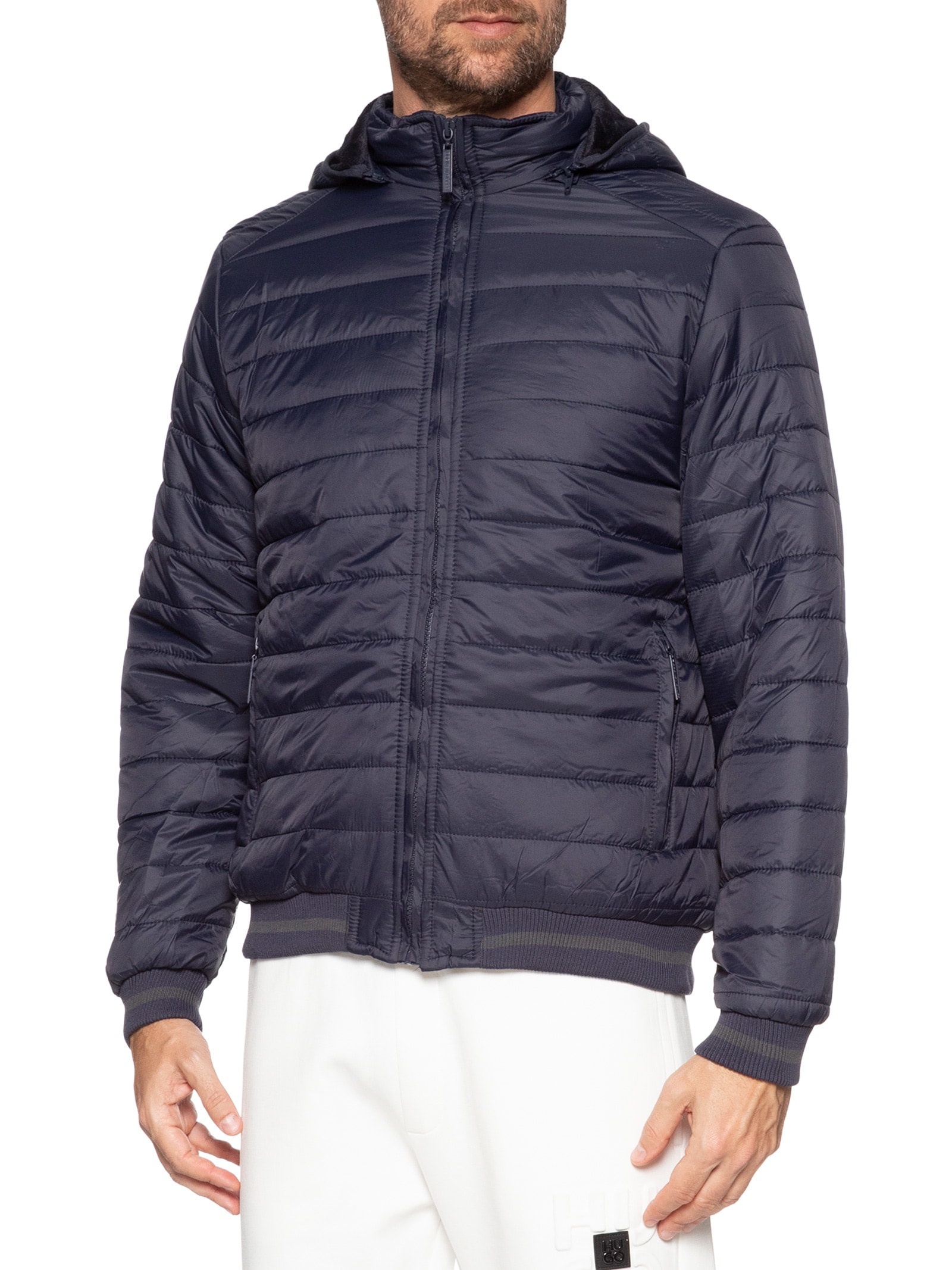 Jaqueta Masculina Puffer Com Capuz Removível Azul '2 Essential