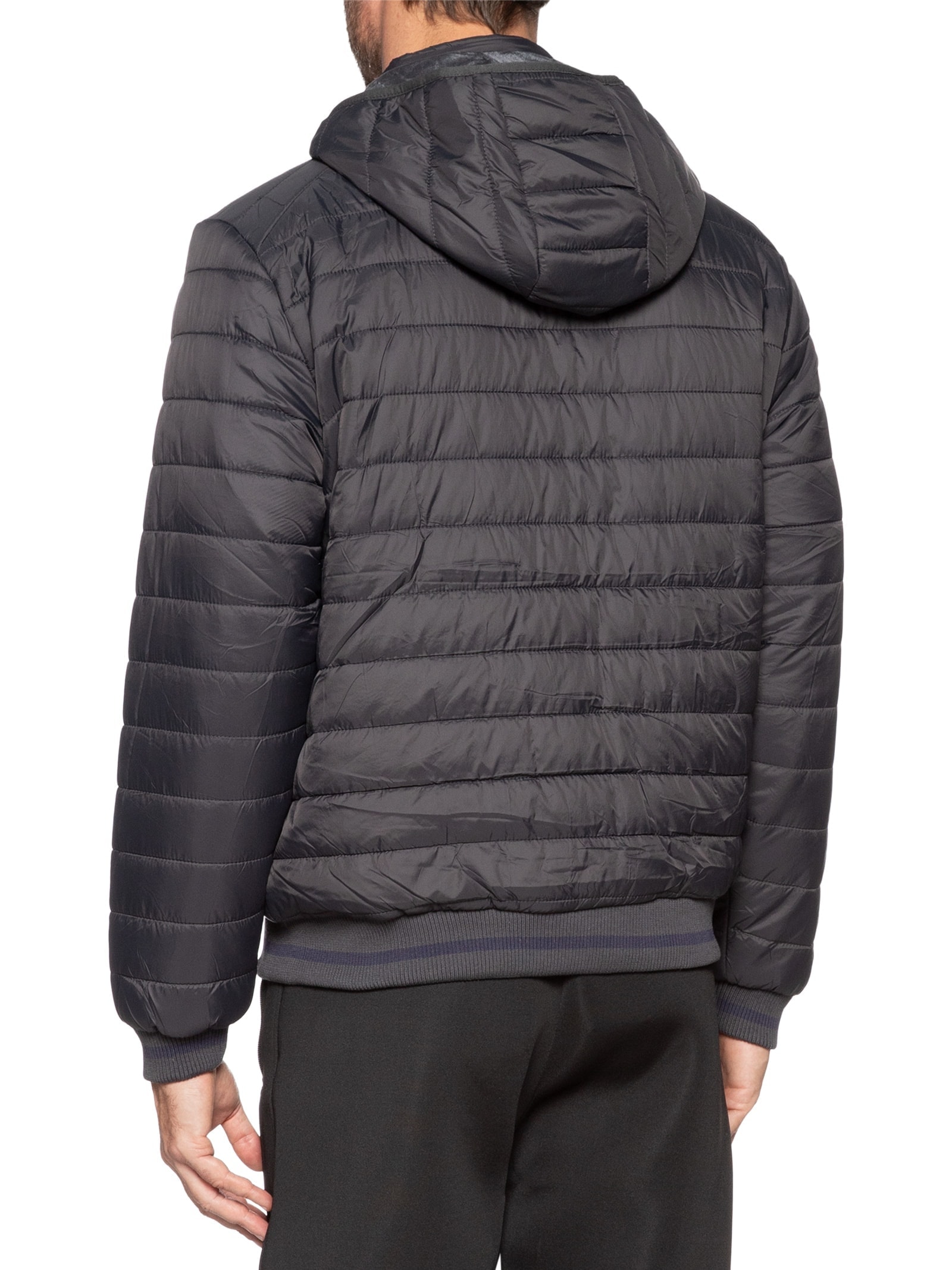 Jaqueta Masculina Puffer Com Capuz Removível Cinza  '2 Essential