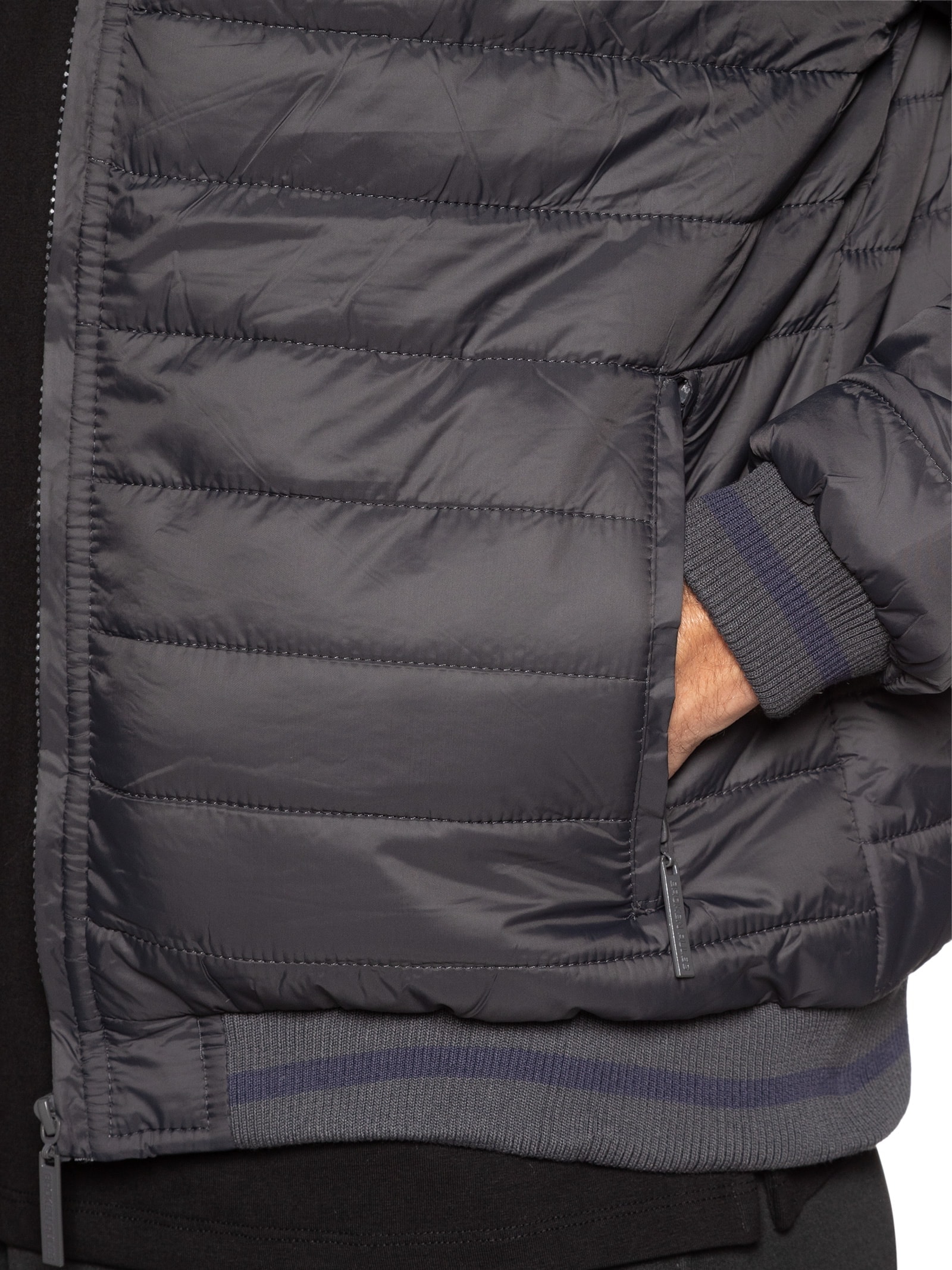 Jaqueta Masculina Puffer Com Capuz Removível Cinza  '2 Essential