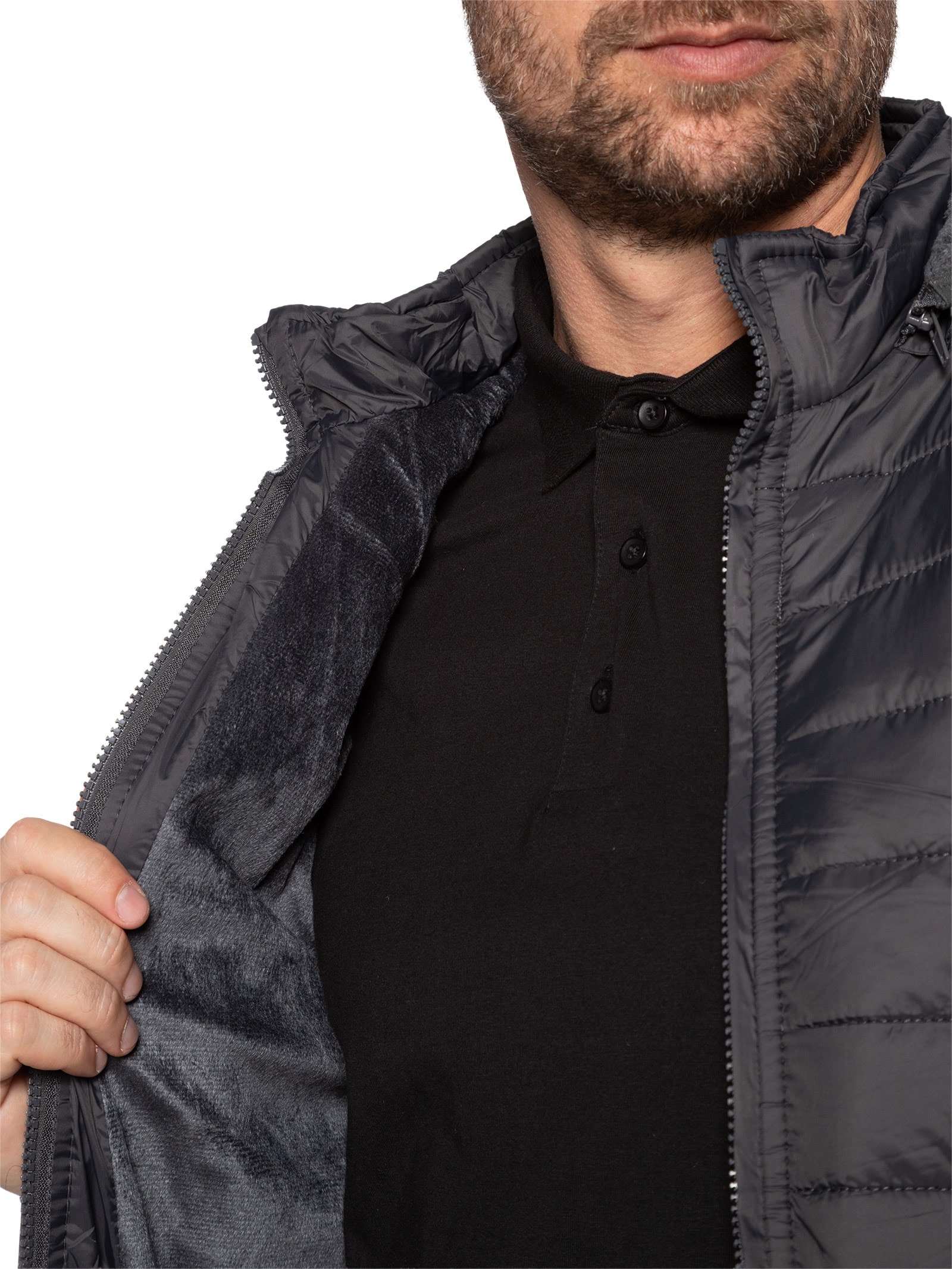Jaqueta Masculina Puffer Com Capuz Removível Cinza  '2 Essential